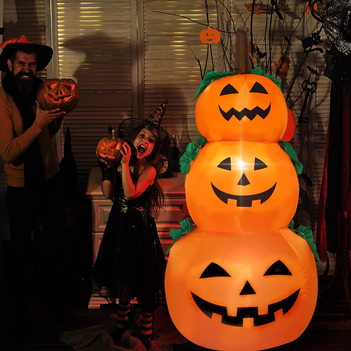 Decfine Halloween Blow up Inflatable Pumpkin Decoration-Lighted Inflatable Pumpkin for Home Yard Garden Indoor and Outdoor Decor