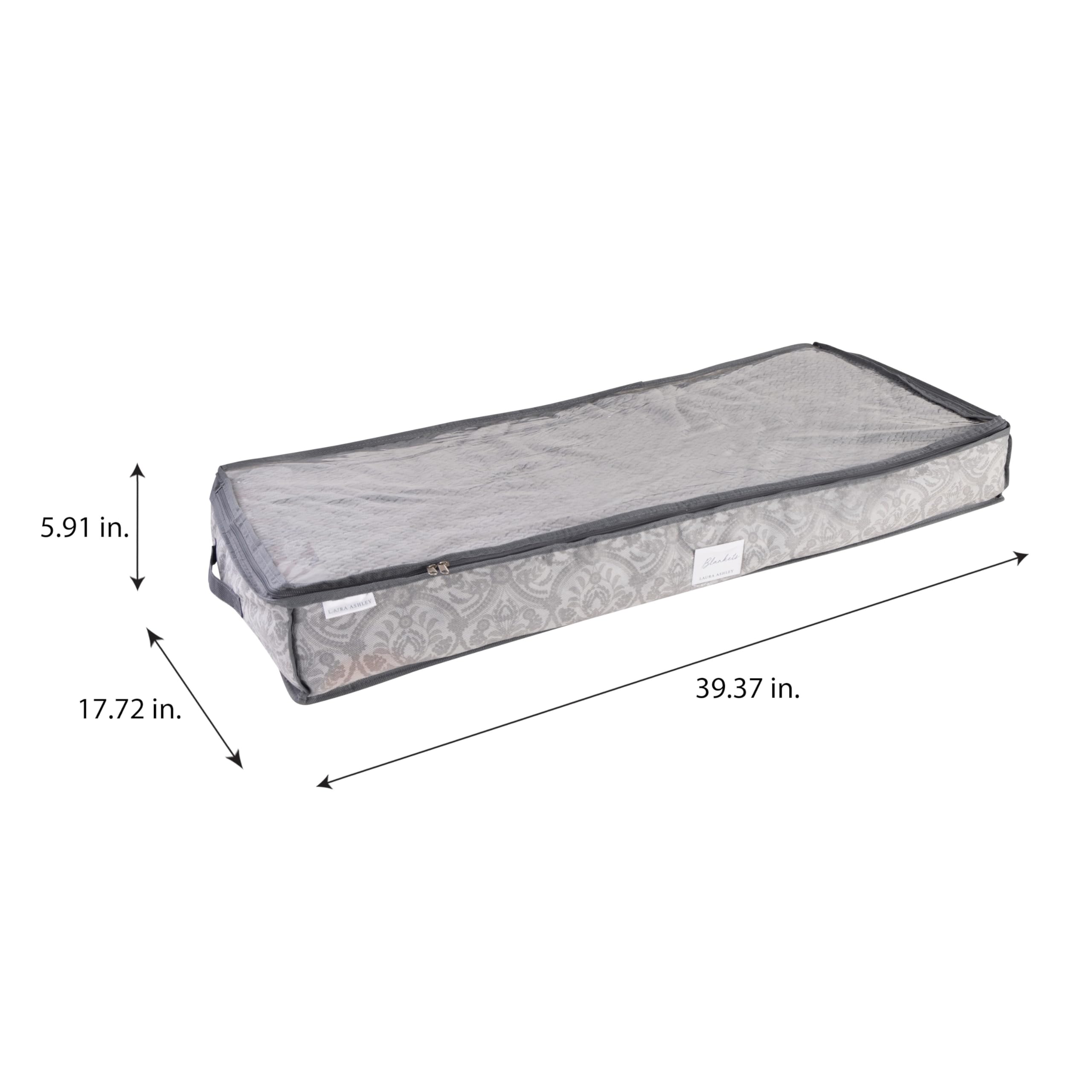 Laura Ashley Non-Woven Bed Storage Bag  Foldable  Bedroom Storage  Zippered Top  Almeida Dove Grey