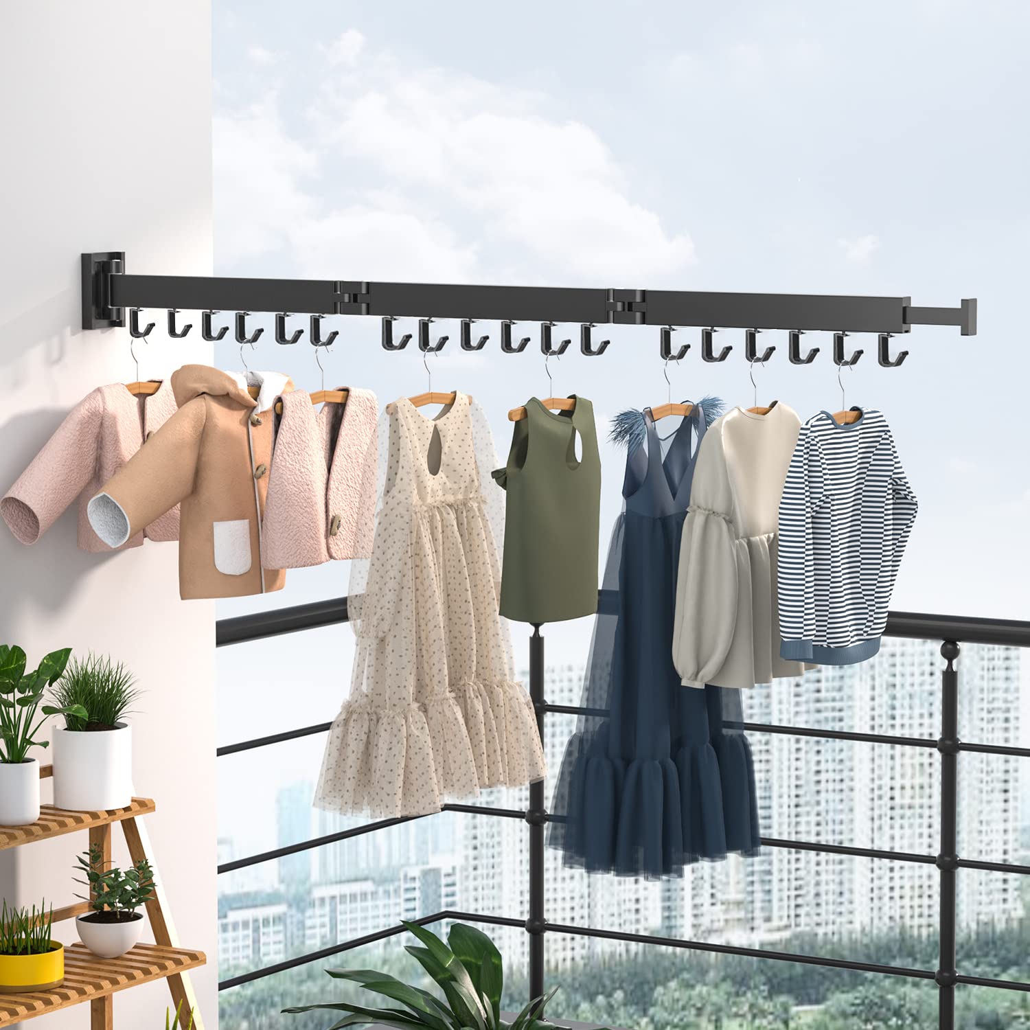 Dr.Dj Clothes Drying Rack For Laundry, Retractable Clothes Hanger Rack Wall Mounted Folding Indoor, Drying Rack, Space Saver Clo