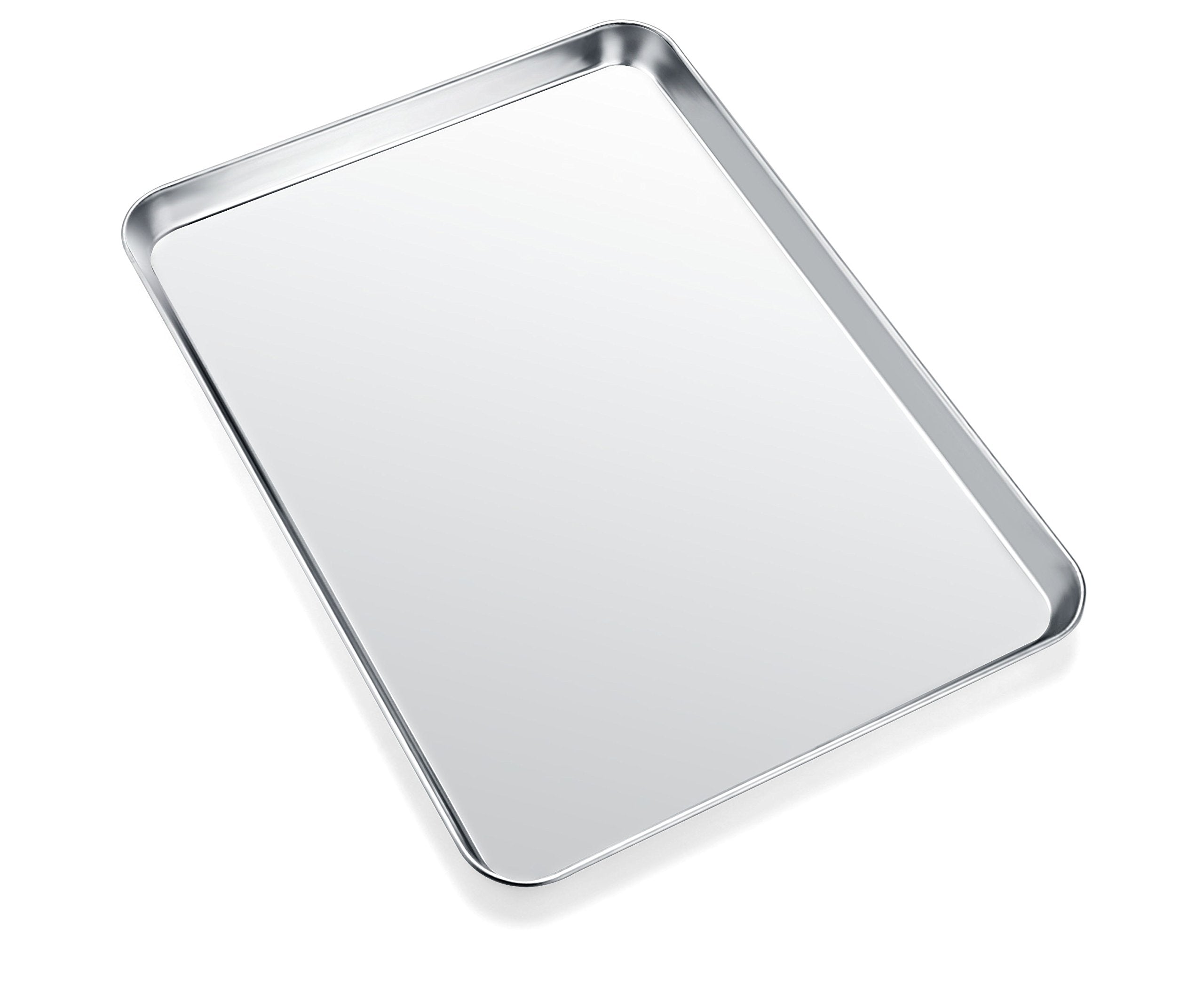 Cookie Sheets for Baking, Stainless Steel Baking Sheet Baking Pan Tray  12.4 x 10 x 1 Inch, Non Toxic & Healthy, Mirror Finish 
