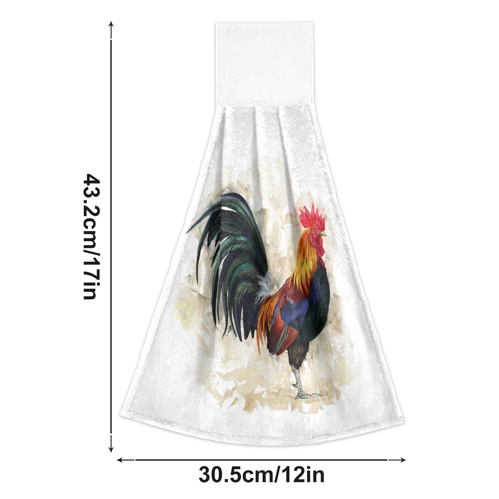 Boccsty Rooster Hanging Kitchen Towels 2 Pcs Farm Animals Chickens Hand Bath Towels Tie Towels Tea Bar Towels For Bathroom Farmh