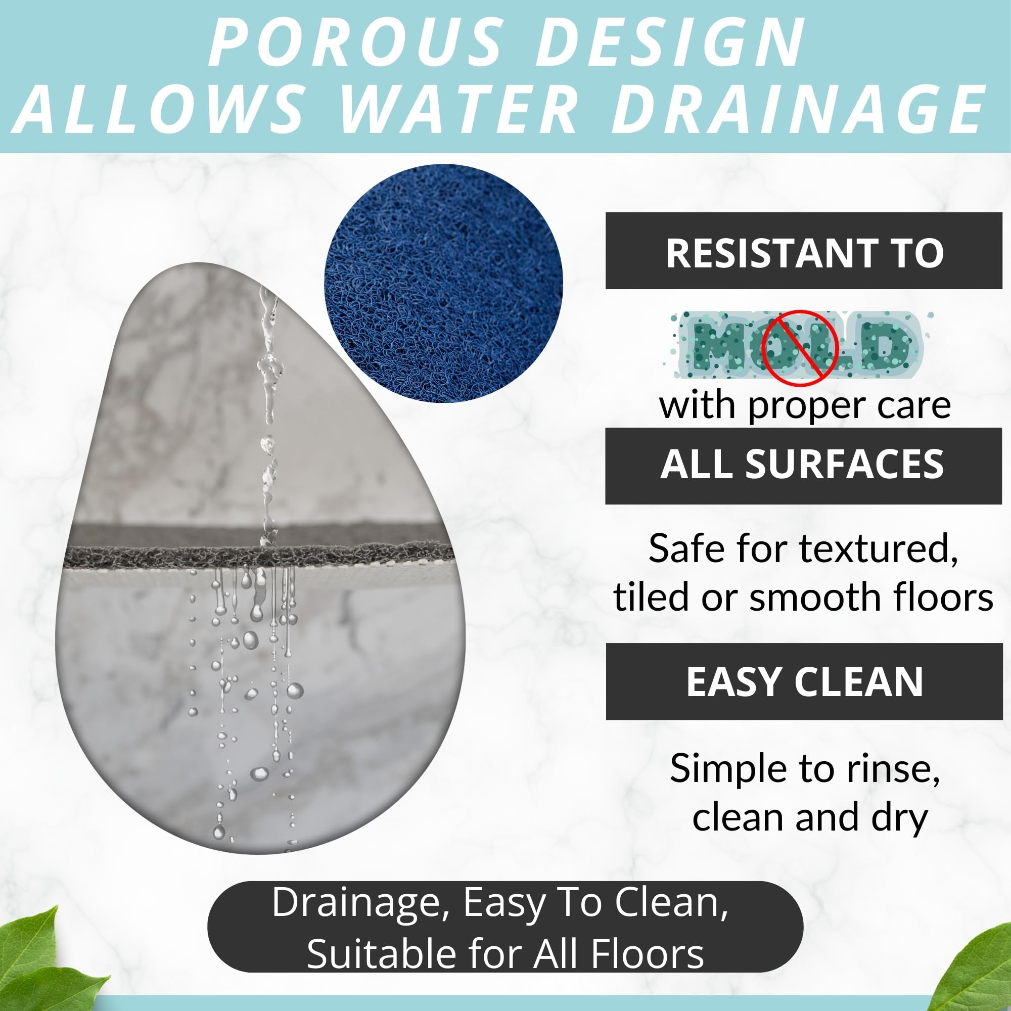 Soft Shower Mat Non Slip - Soft Pvc Loofah Bath Mat - Anti Slip In Or Out Bathroom, Bathtubs, Tub, Shower Floors - Safe Secure G