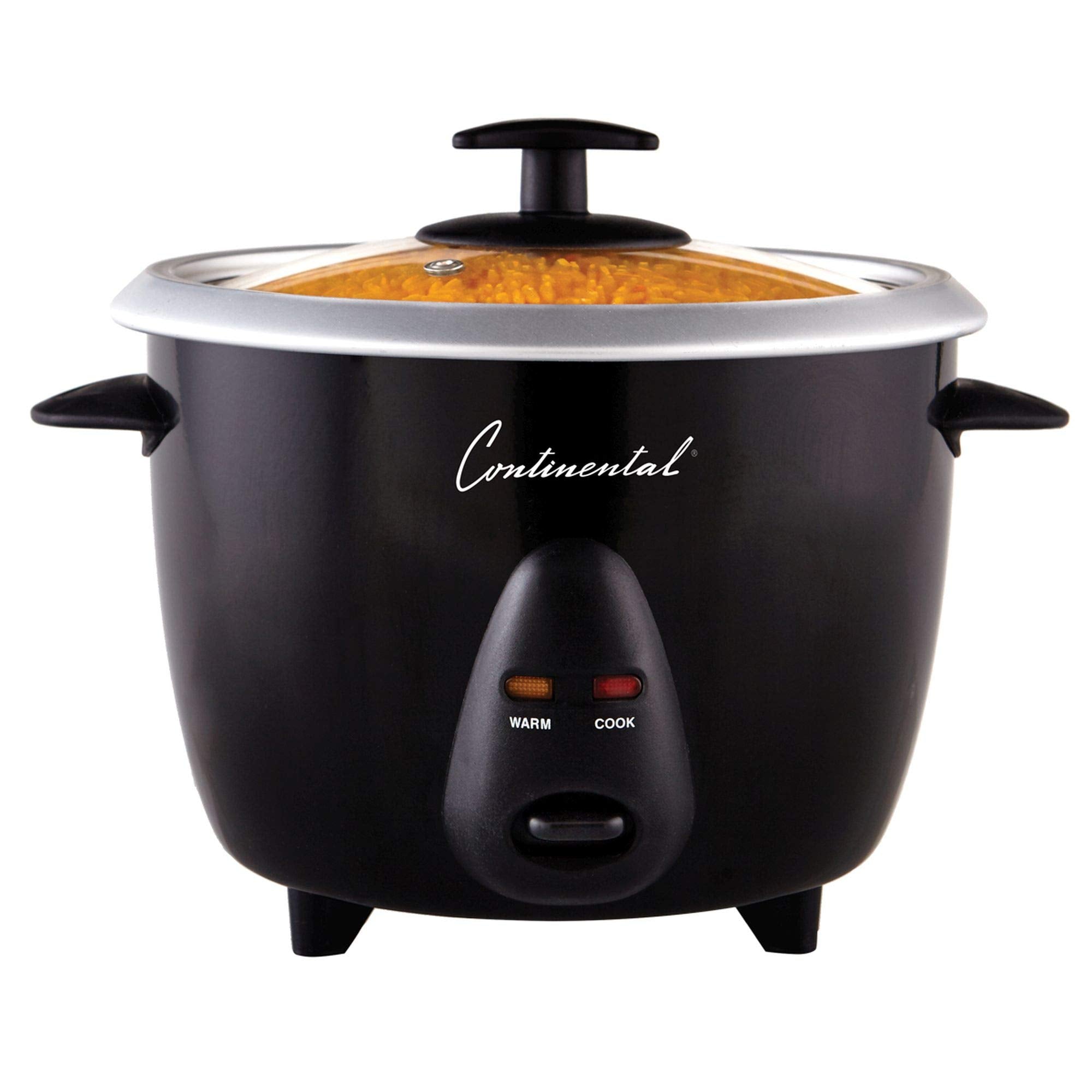 Rice Cooker, 12-Cup Capacity (6-Cups of uncooked rice), Removable Aluminum Liner, Tempered Glass Lid, Spoon and Cup Included, Bl