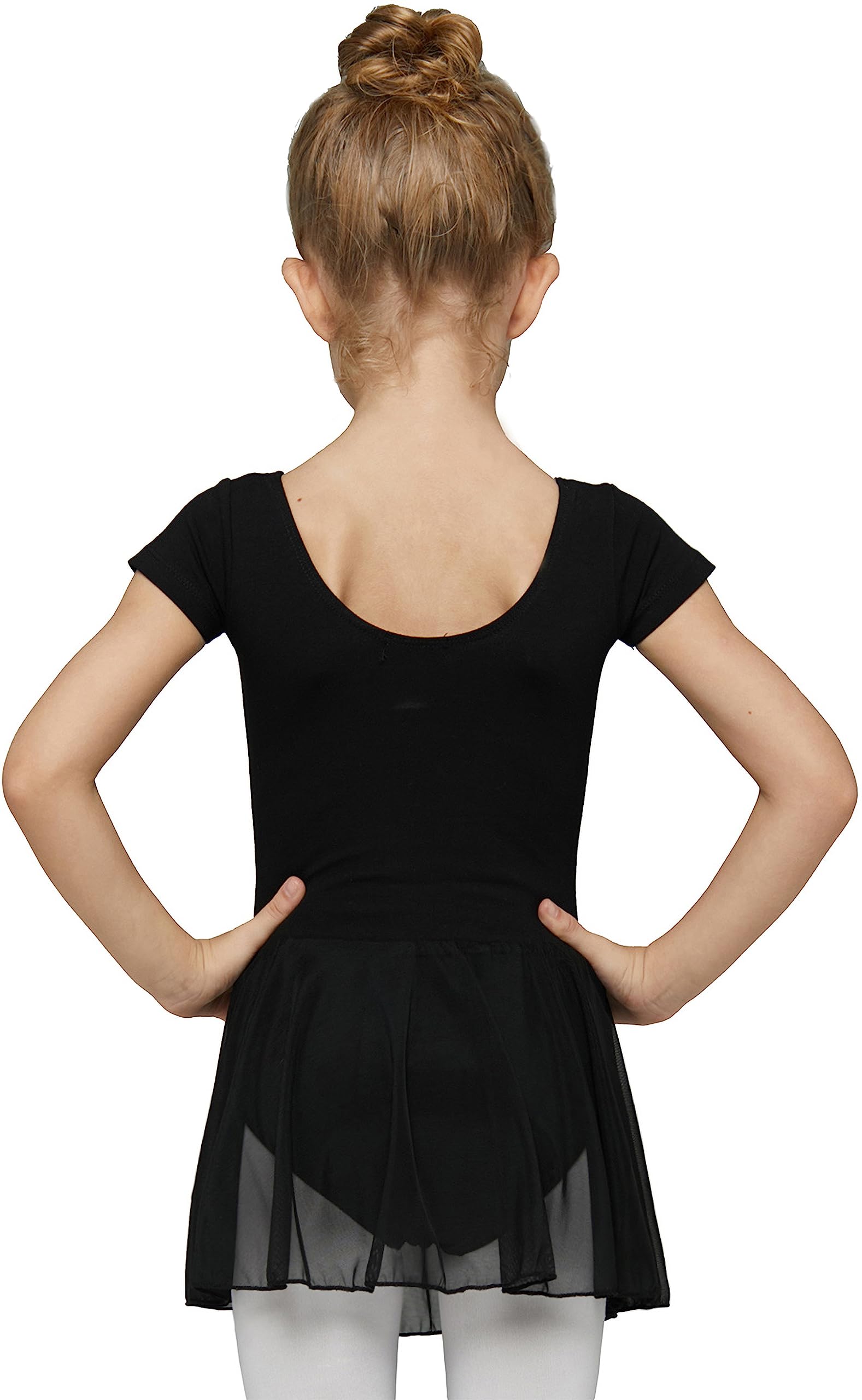 Mdnmd Black Dance Ballet Leotard For Toddler Girls Classic Short Sleeve Tutu Skirt (Age 2-4  2T,3T)