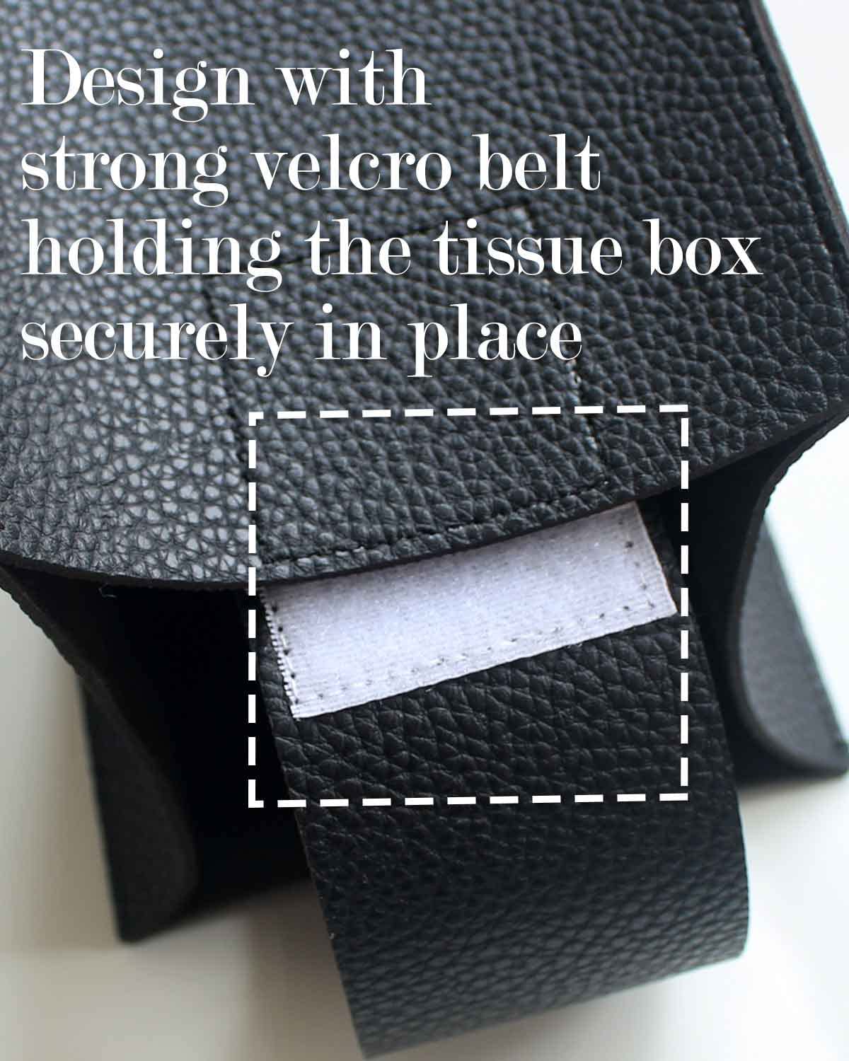 Tissue Box Holder Rectangular Leather - With Bottom Belt [Jesmini, Black] Modern Long Pu Leather Rectangle Tissue Box Cover Hold