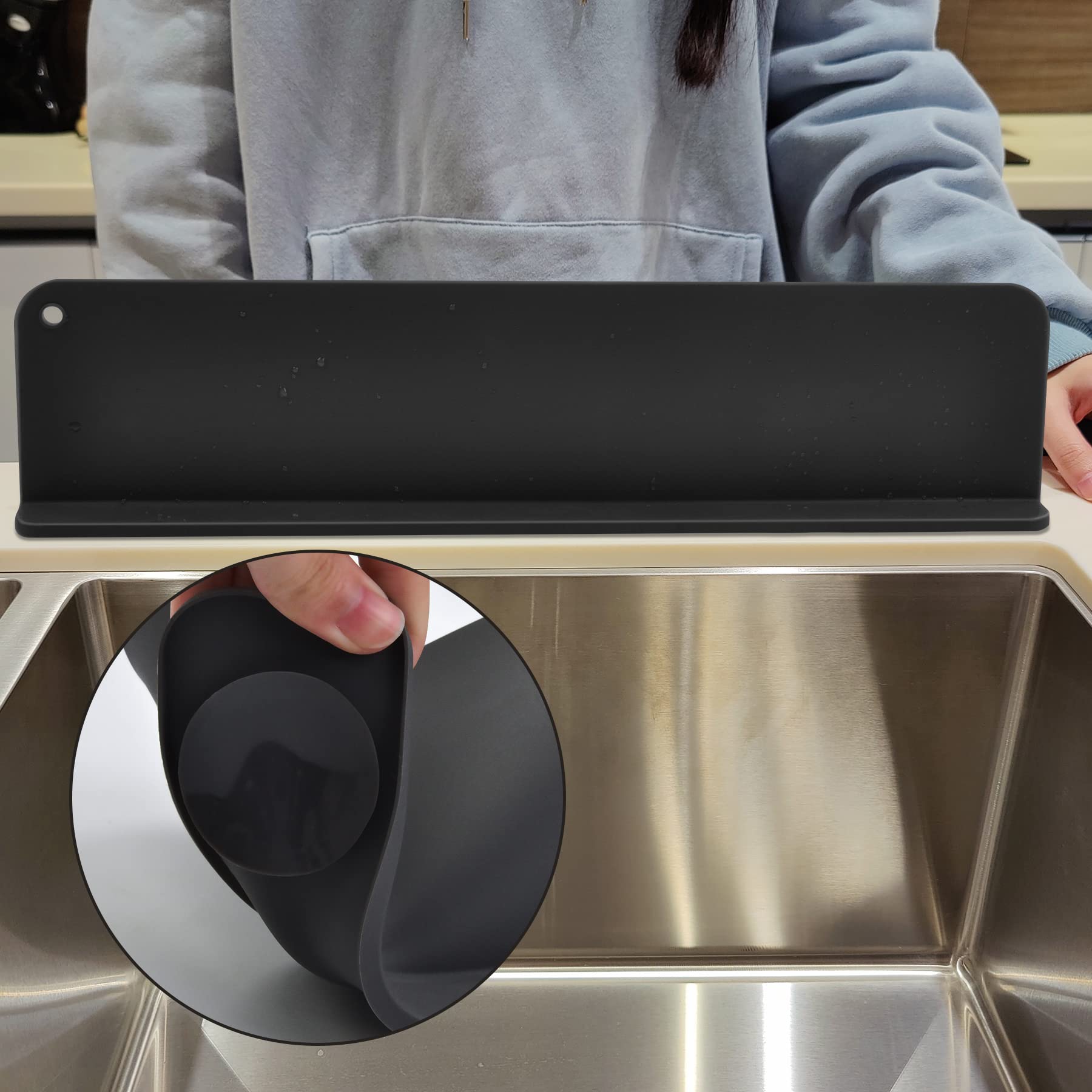Silicone Sink Splash Guard, Sink Splash Guard With Suction Cup, Kitchen Sink Splash Guard That Can Be Placed Behind The Sink, Si