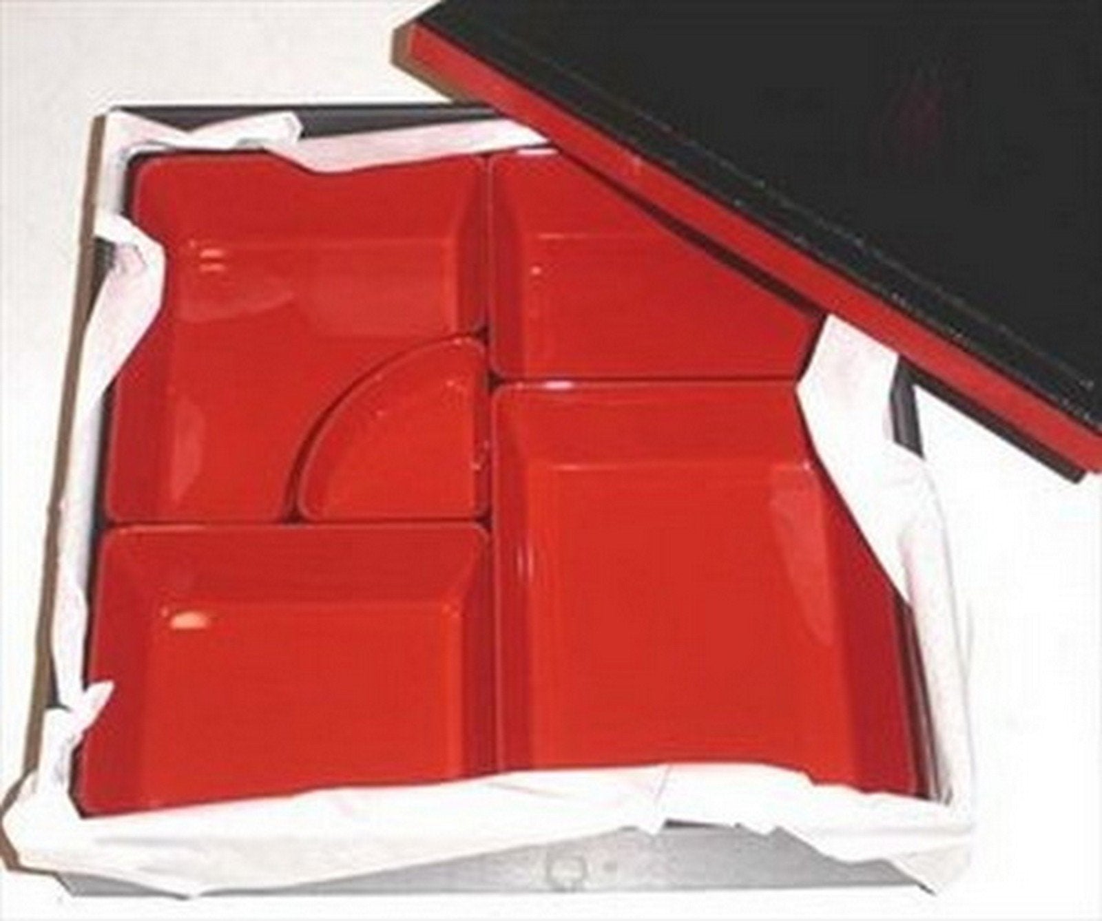 Japanbargain 1923, Red And Black Japanese Traditional Plastic Lacquered Lunch Bento Box 5 Compartments For Restaurant Or Home Tr