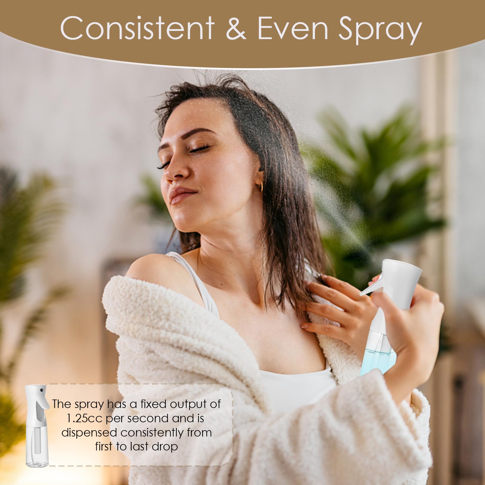 Joe Zlvy Empty Spray Bottle For Hair 10.14 Oz/300Ml, Continuous Spray Bottle Fine Mist Sprayer, Suitable For Hairstyles, Cleanin