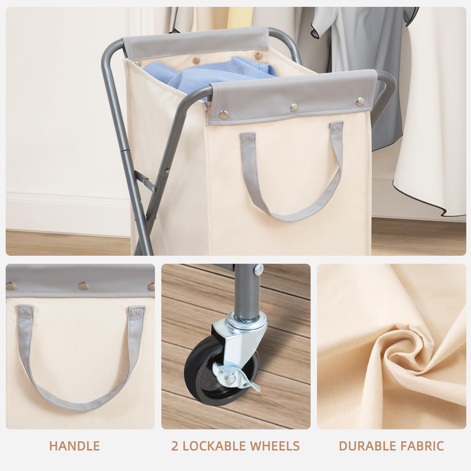 Storage Maniac Collapsible Laundry Hamper With Wheels, Rolling Laundry Basket, Heavy Duty Laundry Sorter With Removable, Folding