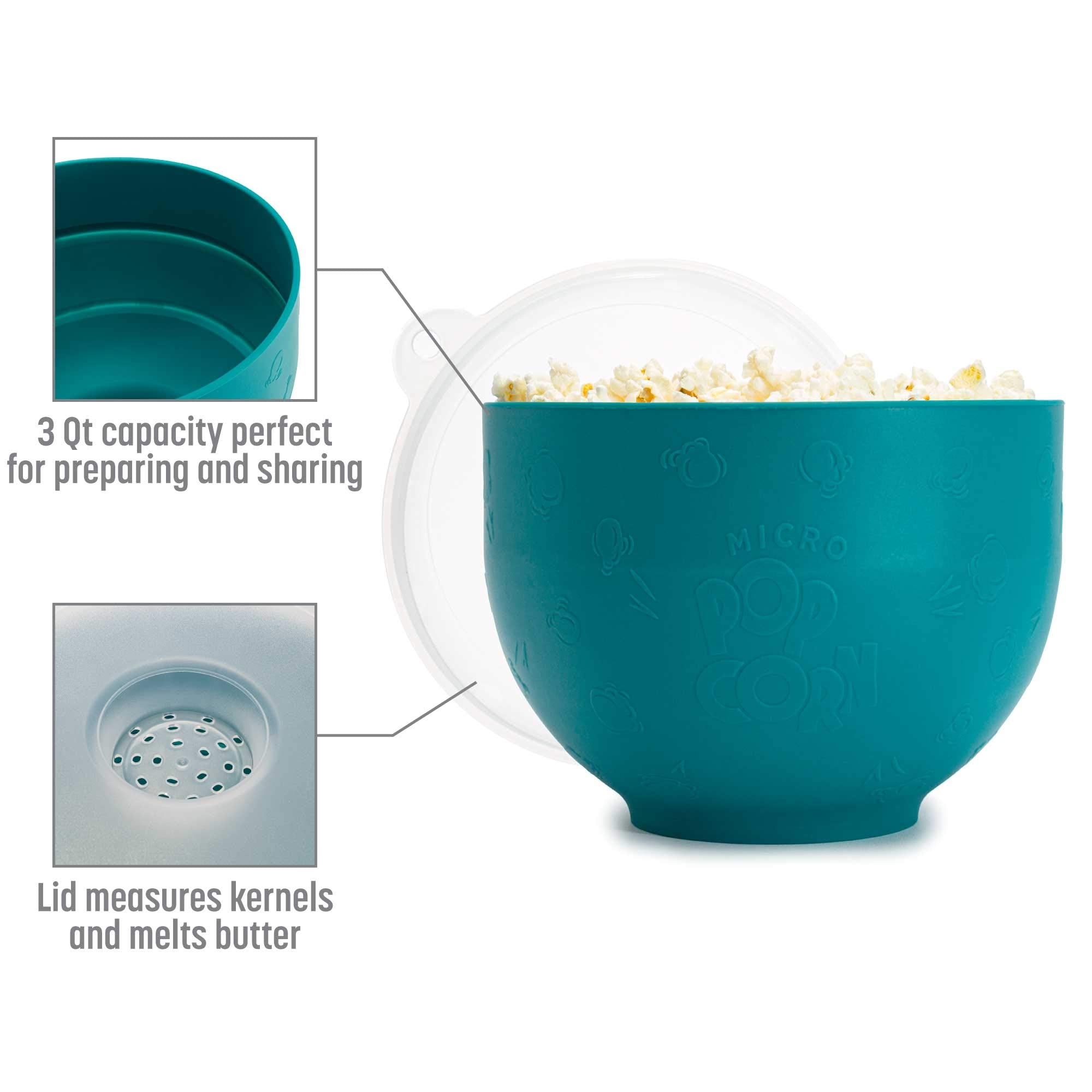 Goodful Silicone Popcorn Popper - 3 Quart Collapsible BPA-Free Microwave Maker, Teal