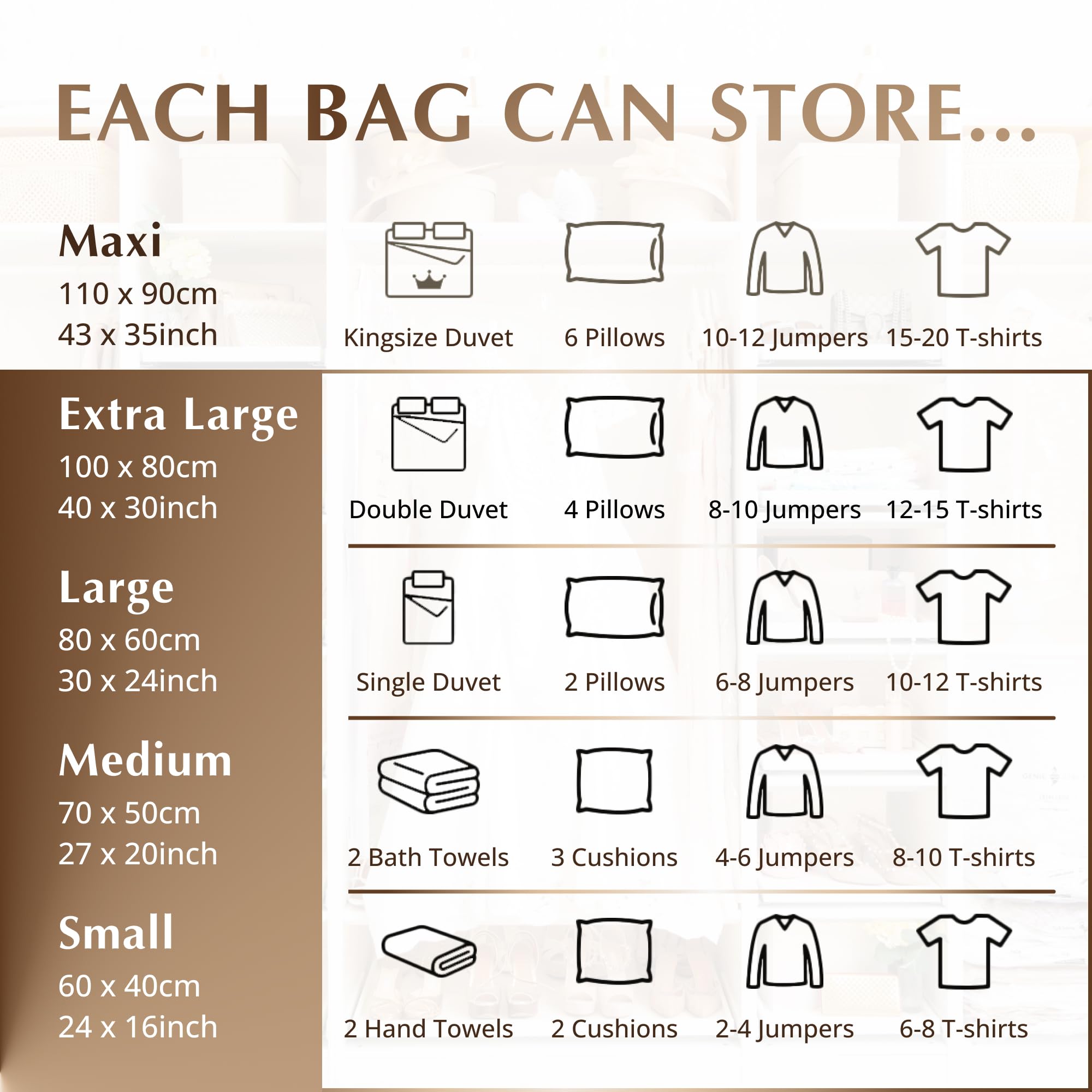 GENIE SPACE - Incredibly Strong Premium Space Saving Vacuum Bags Storage | Variety 8 Pack (2XL+2L+2M+2S) | Airtight & Reusable | Create 80% more space | For Clothes  Towels  Bedding  Duvets and more..
