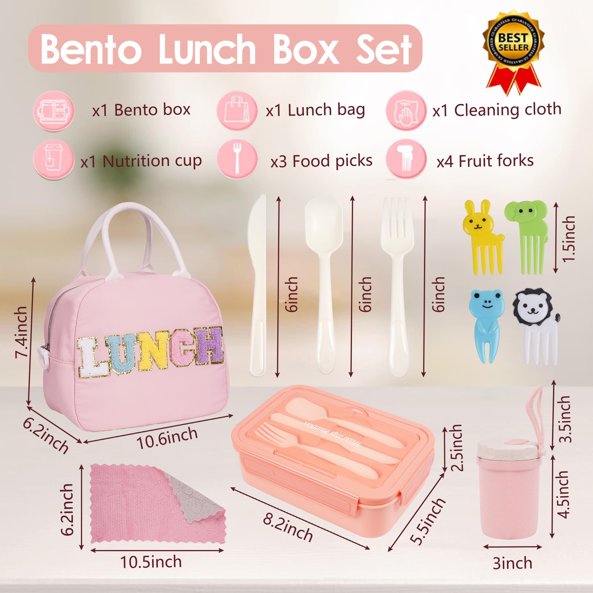 Kolewo4Ever 17 Pieces Bento Box Lunch Box Kit,Large Insulated Lunch Bag 3 Layer Stackable Leakproof Lunch Box Containers With Cu
