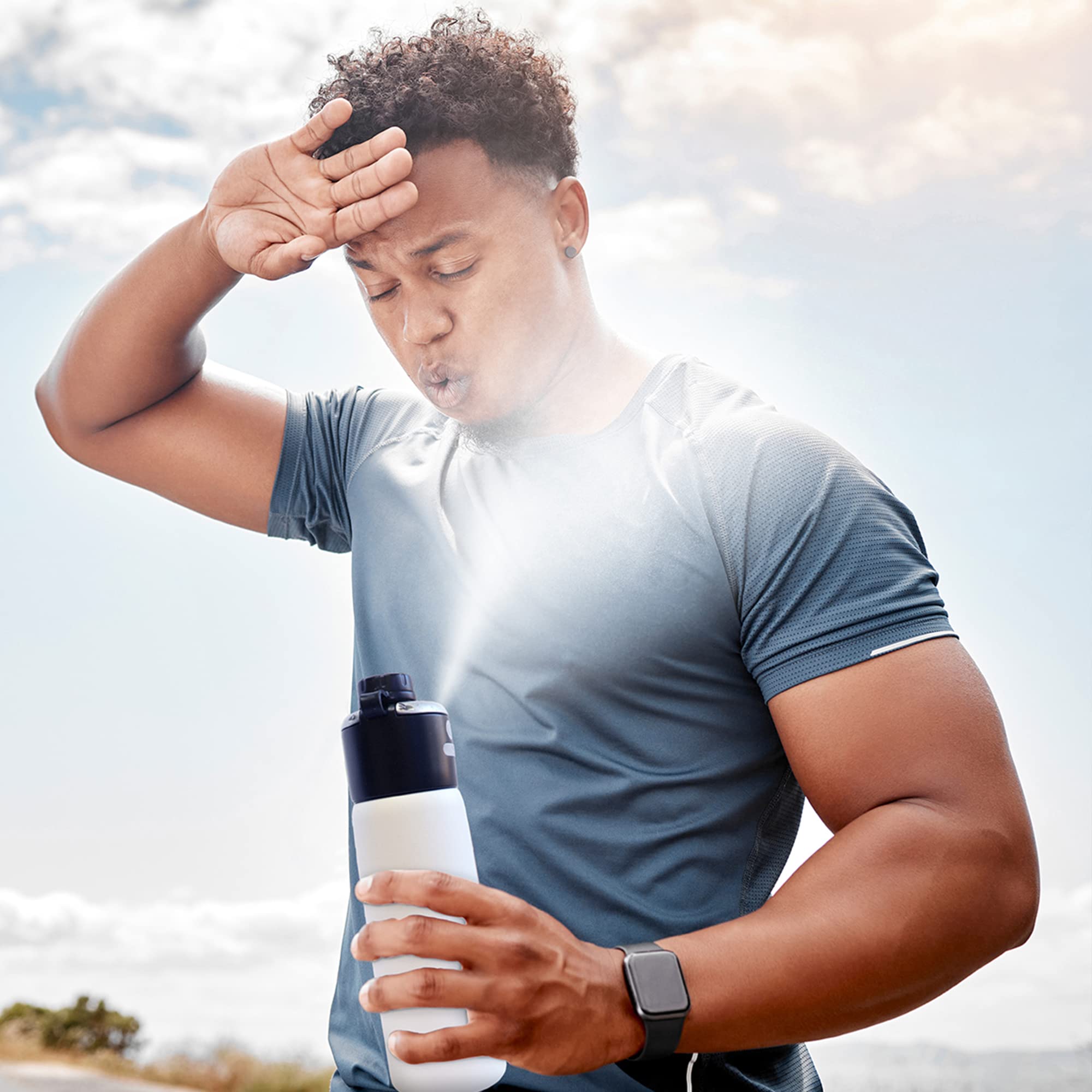 Extrememist - Gomist Misting & Drinking Bottle - Personal Mister - Cooling Water Bottle With Easy-Drink Spout - Stainless-Steel