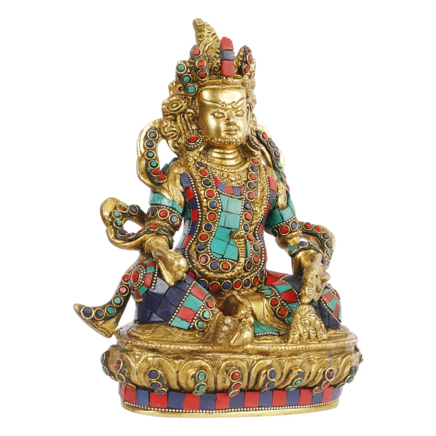 Kartique Brass Idol Of Kuber For Home Decor In Multicolor Height 9 Inch