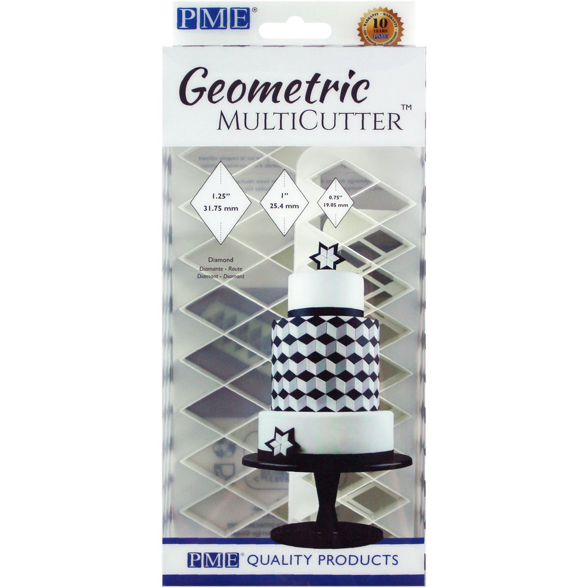 Pme Geometric Multicutters For Cake Design-Diamond-Small, Medium & Large Size, Set Of 3, Standard, White