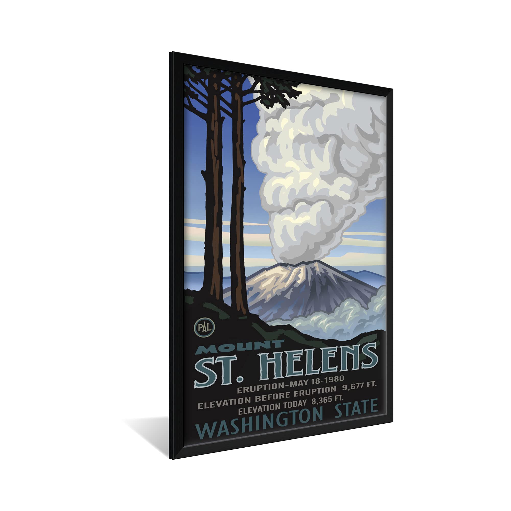 Mount St. Helen'S Washington Eruption Professionally Framed Art Print From Travel Artwork By Artist Paul A. Lanquist Framed Art