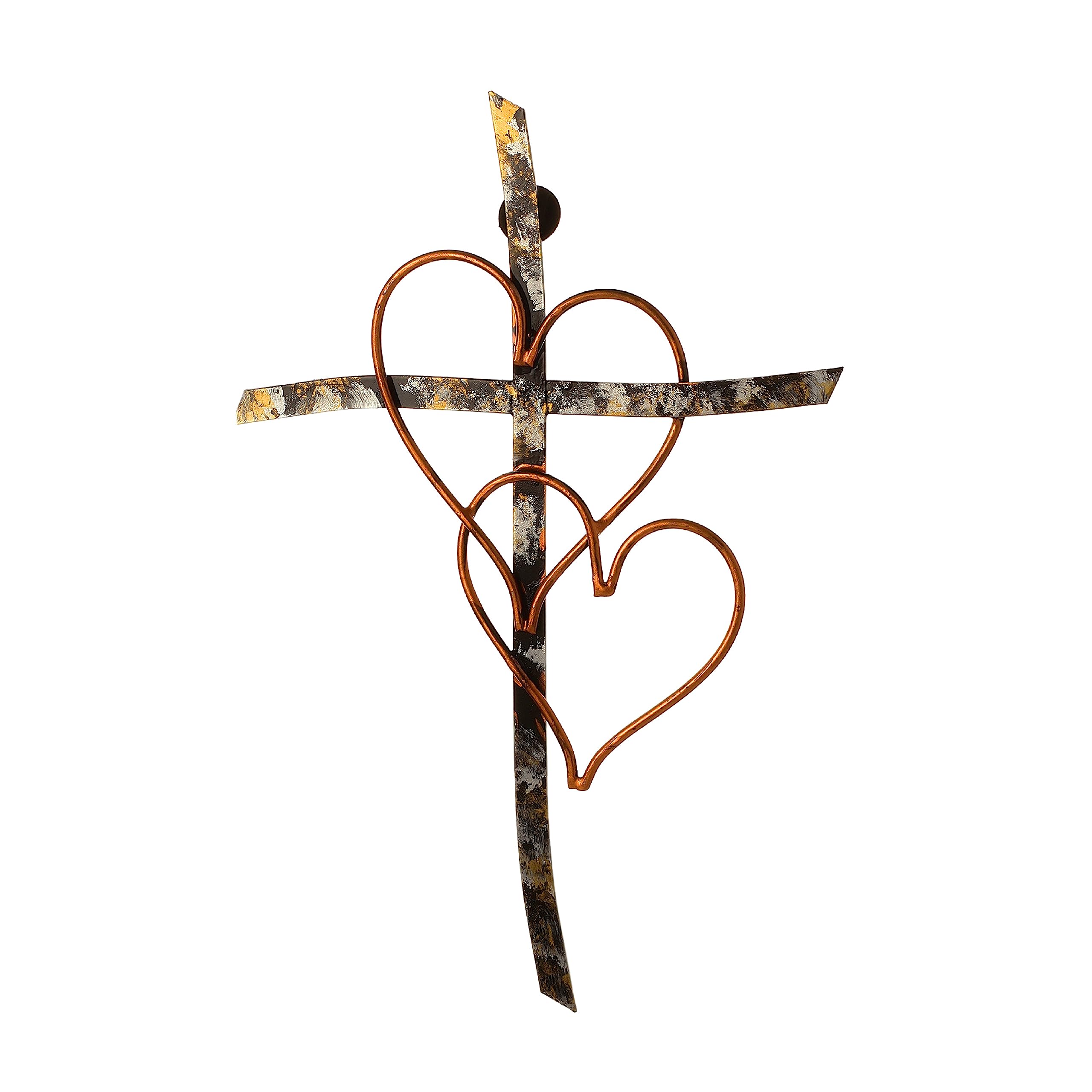RELY+ Entwined Heart Wall Cross Metal 13 x 9 inches - Entangled Heart Decorative Metal Wall Cross - Love Gift - Religious Wall A