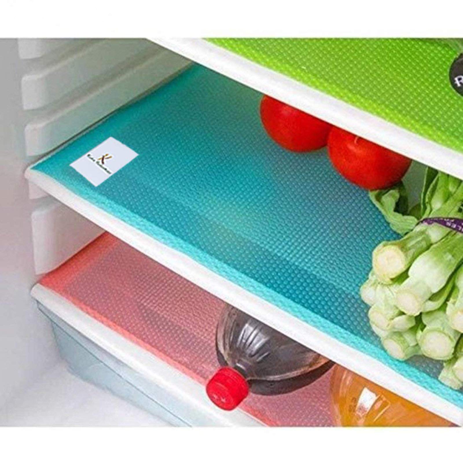 Kuber Industries Plastic Multi Purpose Refrigerator Rectangular Drawer Mats (Multicolour )  Set Of 6 Pcs