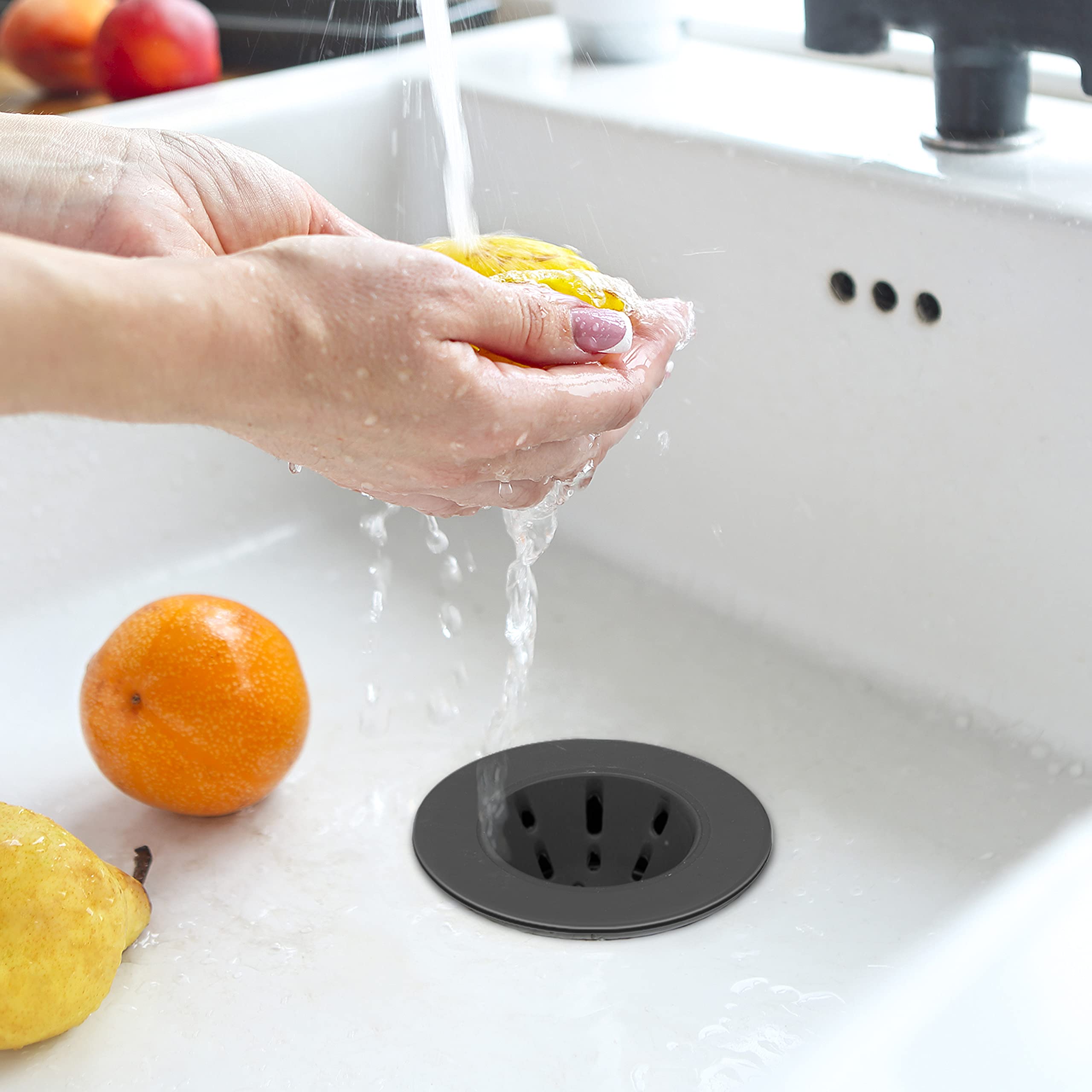 Oggi Silicone Sink Strainer- Great Kitchen Sink Strainer, Sink Drain Strainer, Drain Stopper, Sink Plug, 4.6? Diameter Rim, Blac