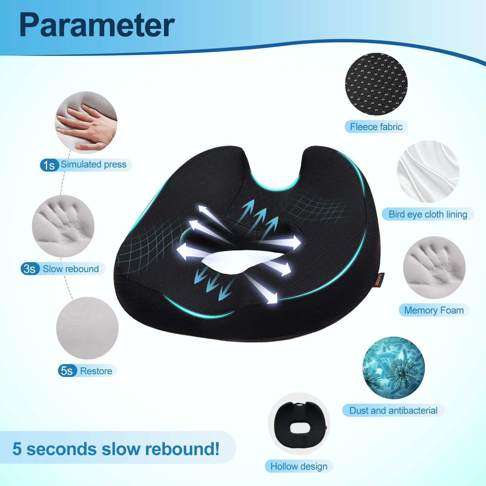 Donut Pillow Chair Seat Cushion For Tailbone Pain Relief, Memory Foam Firm Coccyx Pad Donut Cushion For Long Sitting, Office Cha