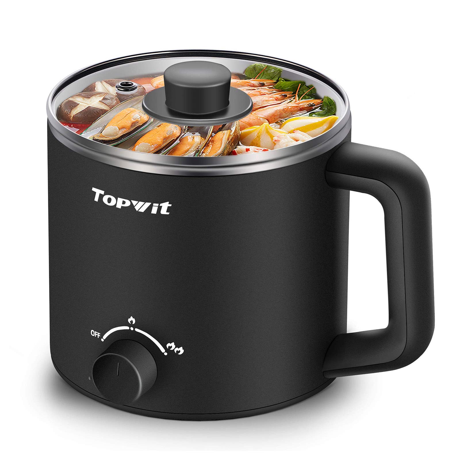 Topwit Hot Pot Electric, Electric Pot, 1.6L Ramen Cooker, Multifunctional Electric Cooker For Pasta, Shabu-Shabu, Oatmeal, Soup