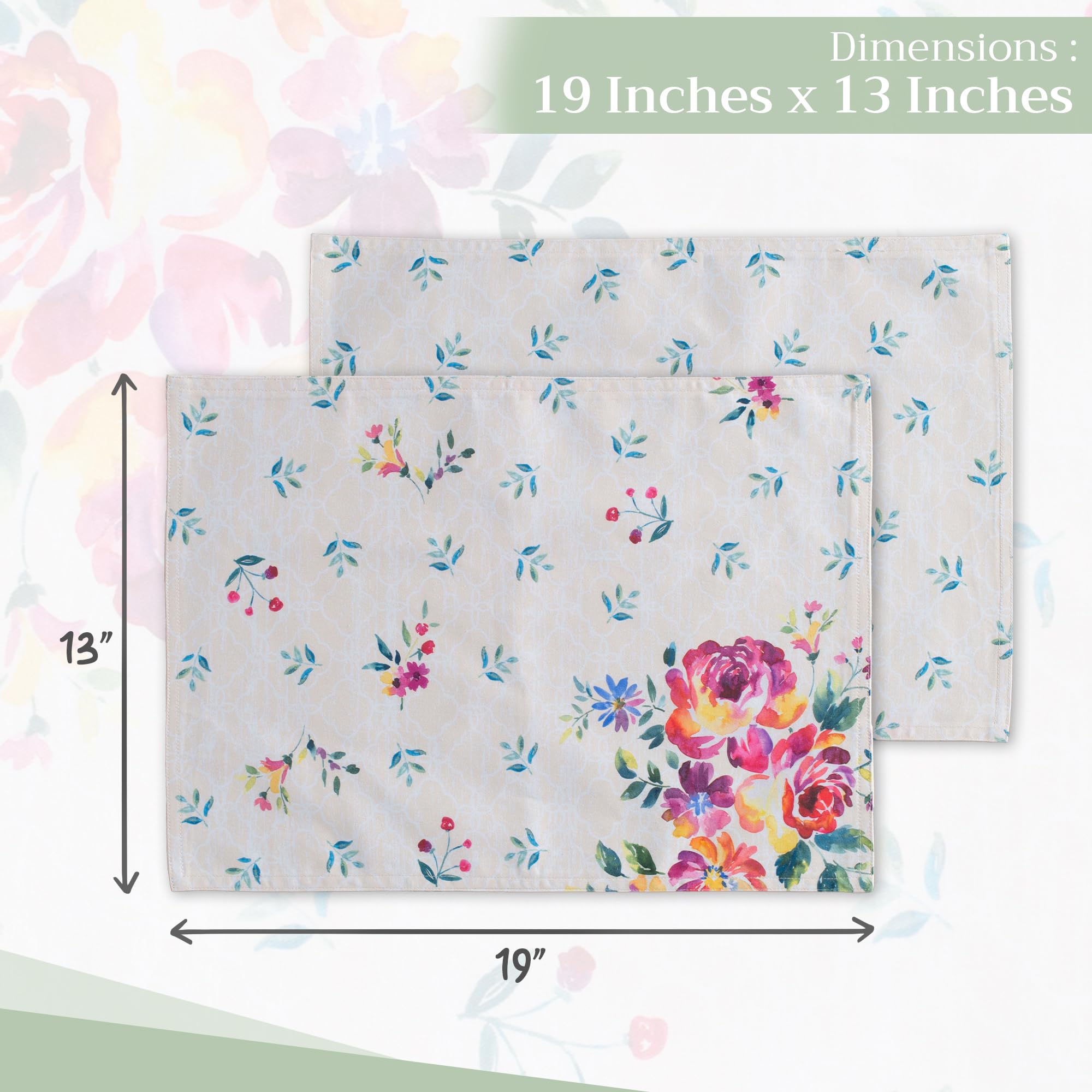 Maison D Hermine Placemats 100% Cotton Set Of 4 Dinner Placemat, Decorative Washable Cloth Placemat, Dining, Buffet Parties & Ca