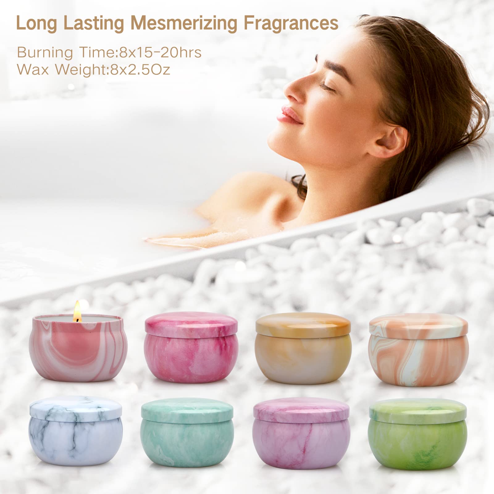 YMing Scented Candles Gift Set, Candles Gifts for Women, 8% Essential Oil, 4 Pack 4.4 oz Aromatherapy Candles, Stress Relief Gif