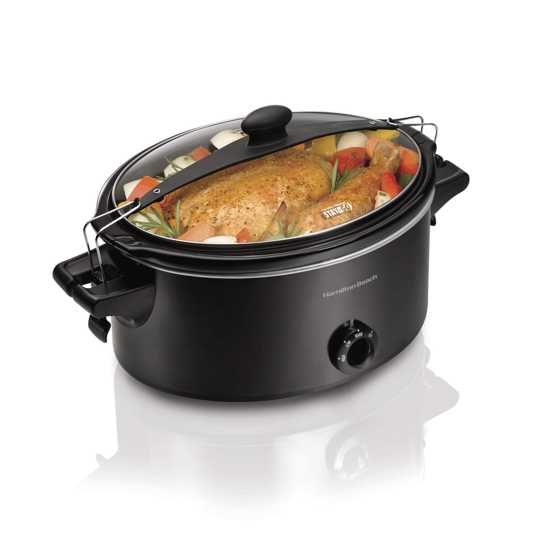 Hamilton Beach Stay Or Go Portable Slow Cooker With Lid Lock, Dishwasher-Safe Crock, 6-Quart, Black 33261