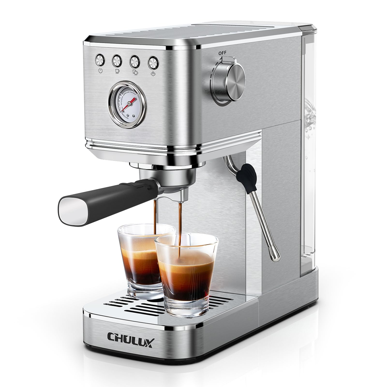 Chulux Kom-Pro Espresso Machine 20 Bar, Semi Automatic Stainless Steel Coffee Machine For Home Latte Cappuccino Espresso Maker,