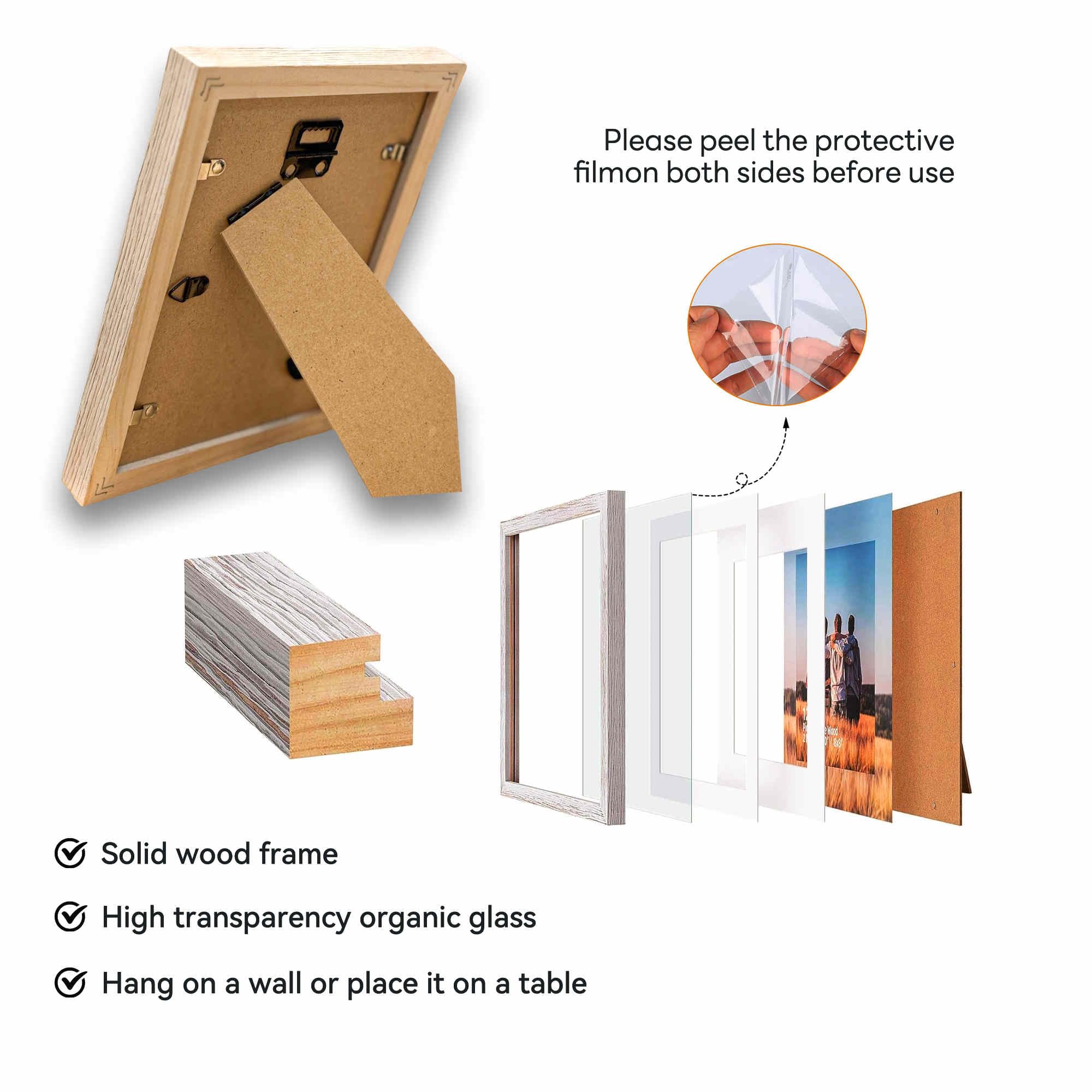 5x7 Hanging Picture Frames,Solid Wood,Not Glass,Display Pictures 3.5x5,4x6 with Mat or 5x7 Without Mat,Stable Sturdy Picture Fra