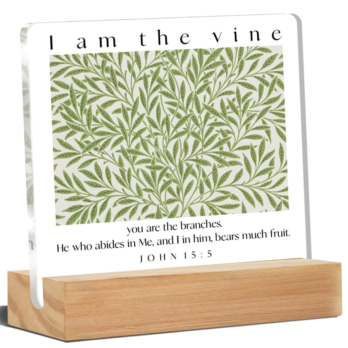 Christian Desk Decor Bible Verse Gifts Scripture I Am the Vine You Are the Branches Acrylic Sign Home Office Decoration