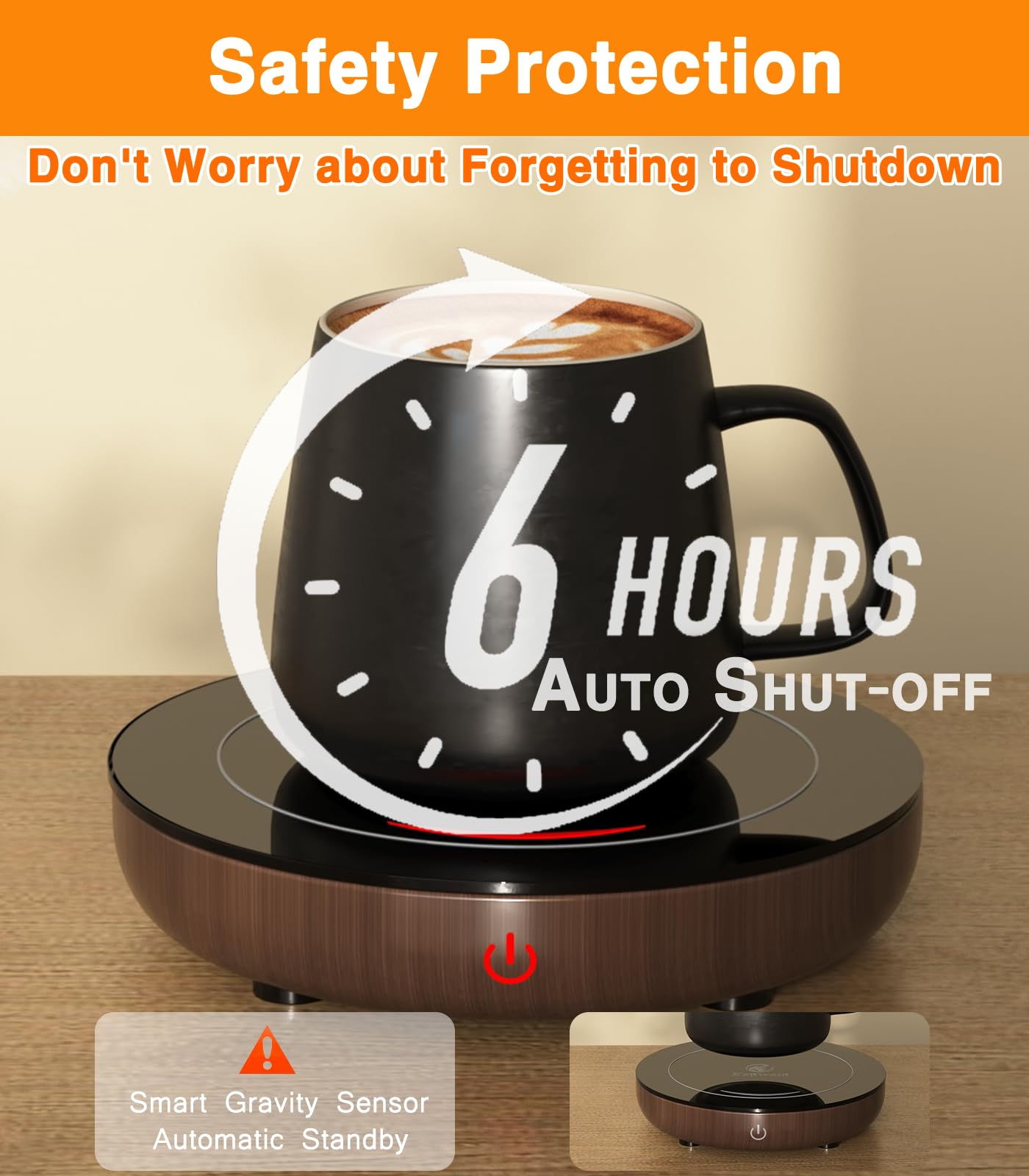 Kepwam Coffee Mug Warmer With Gravity Sensor, Mug Warmer For Desk With Led Light, 3 Temp Settings & 6H Auto Shut Off Coffee Warm