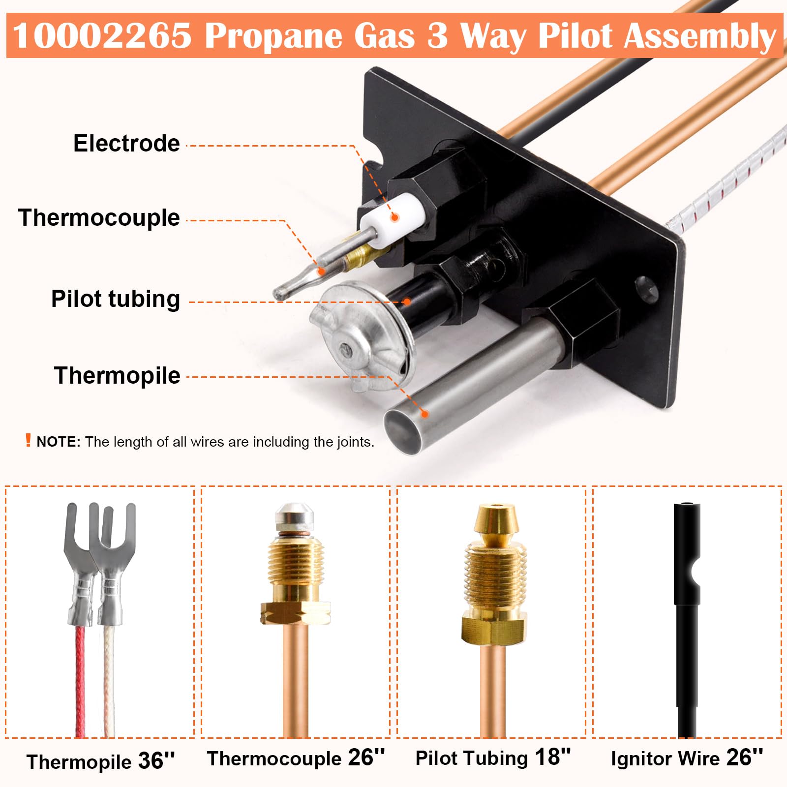 Hiorucet 10002265 Propane Gas 3 Way Sit Pilot Assembly Kits For Majestic, Monessen, Temco, And Vermont Castings Fireplaces, Srv1