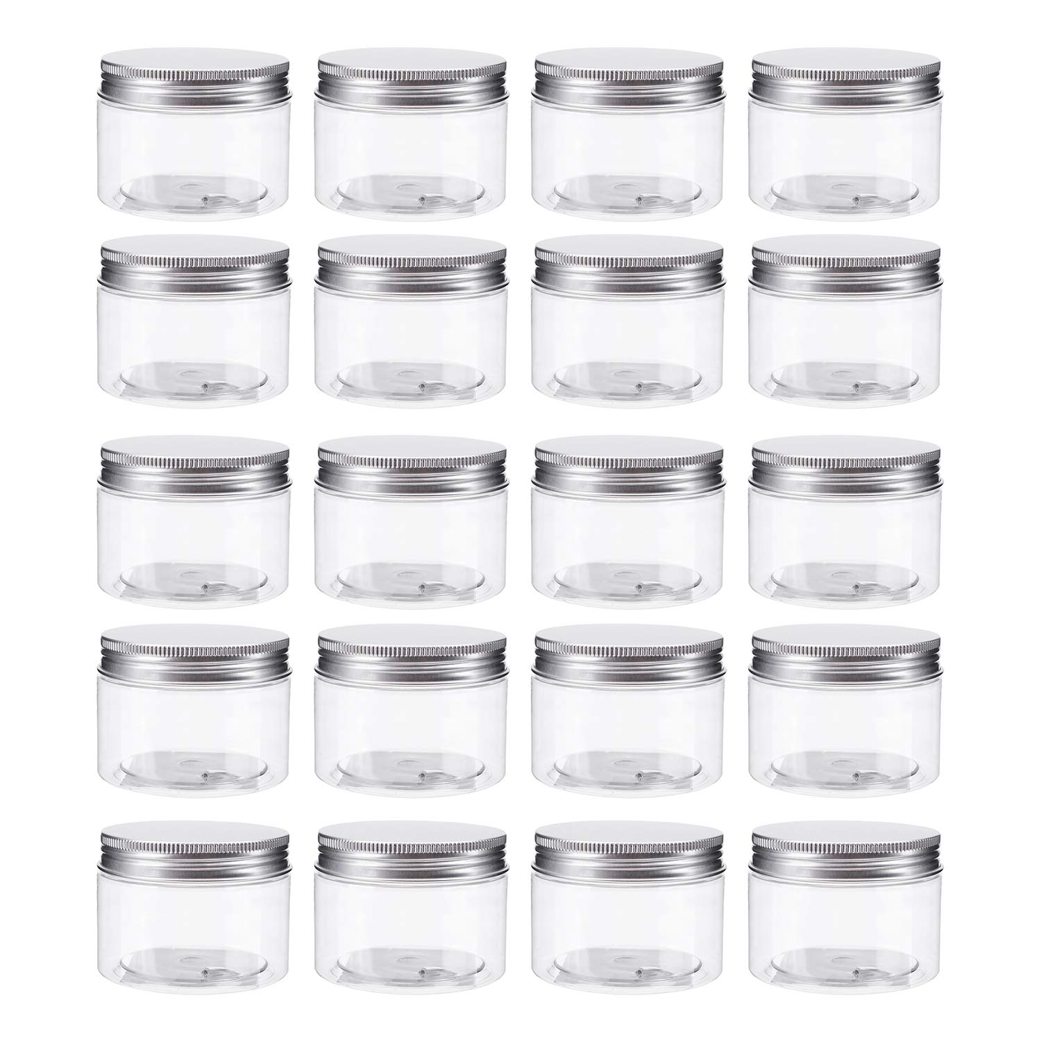 Bekith 20 Pack 4 Ounce Clear Plastic Storage Jars Containers With Screw-On Lids, Refillable Bpa Free Small Round Slime Container