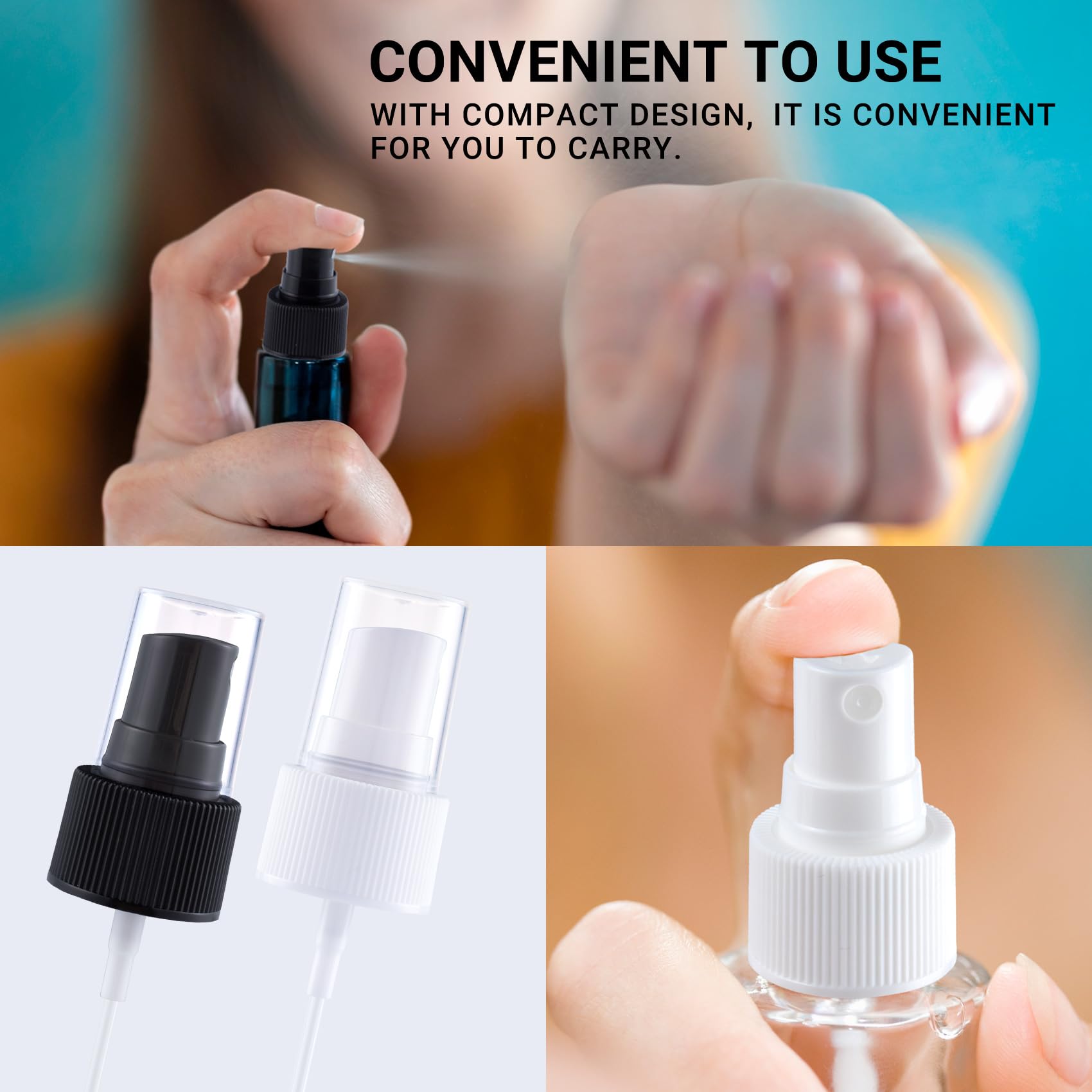 Winsyison 8Pcs Fine Mist Sprayer Caps, Plastic Spray Bottle Nozzle, Nozzle Tops Replacement For Cleaning Solutions- White & Blac