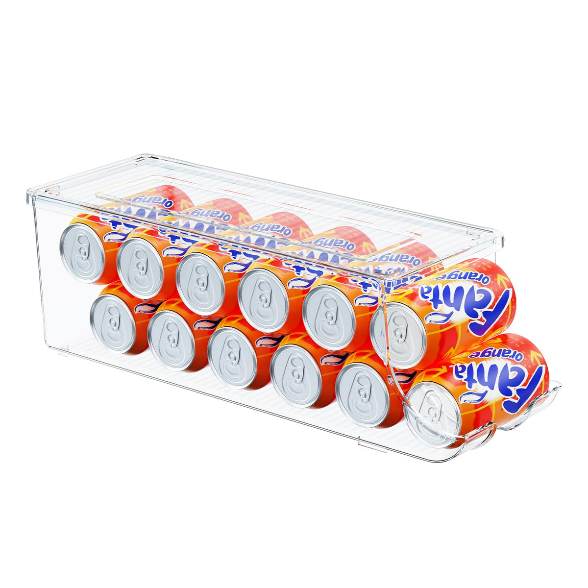 Scavata Soda Can Organizer For Refrigerator, Stackable Canned Food Pop Cans Container Can Holder Dispenser With Lid For Fridge P