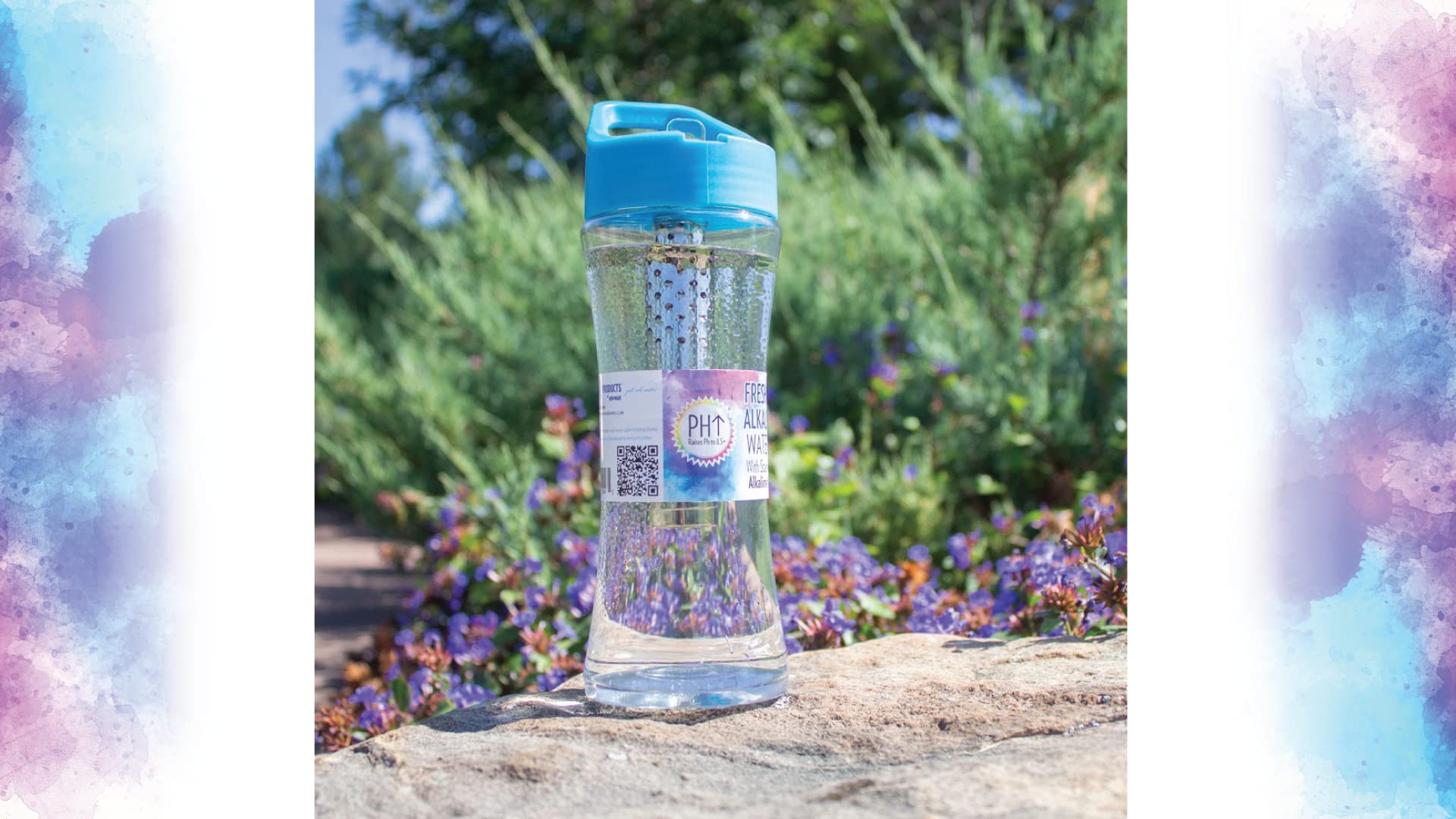 New Wave Enviro Alkaline Water Bottle With Stainless Steel Wand, 22Oz. Capacity, Bpa Free Bottle, Blue