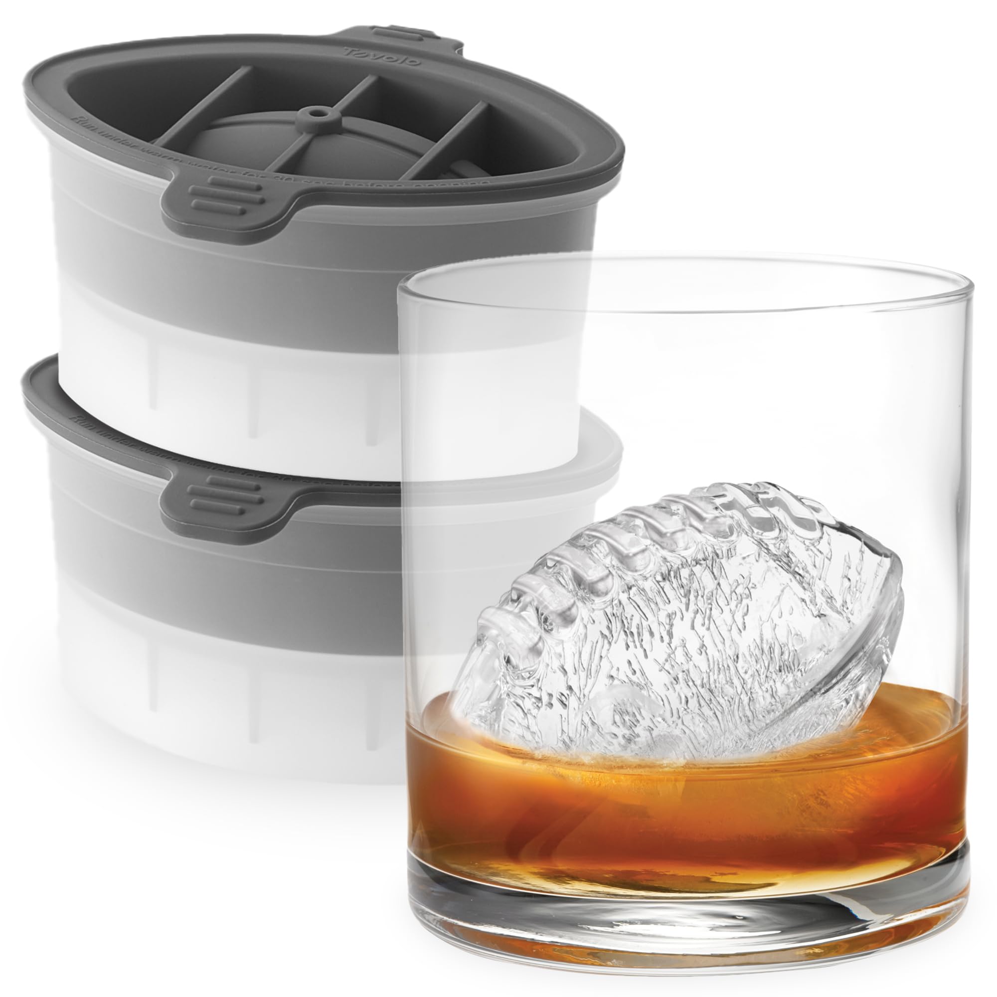 Tovolo Football Shaped Ice Molds, Set Of 2 - Large Ice Mold Gift Set - Sports Themed Unique Ice Mold Chills Drinks - Odor-Free F