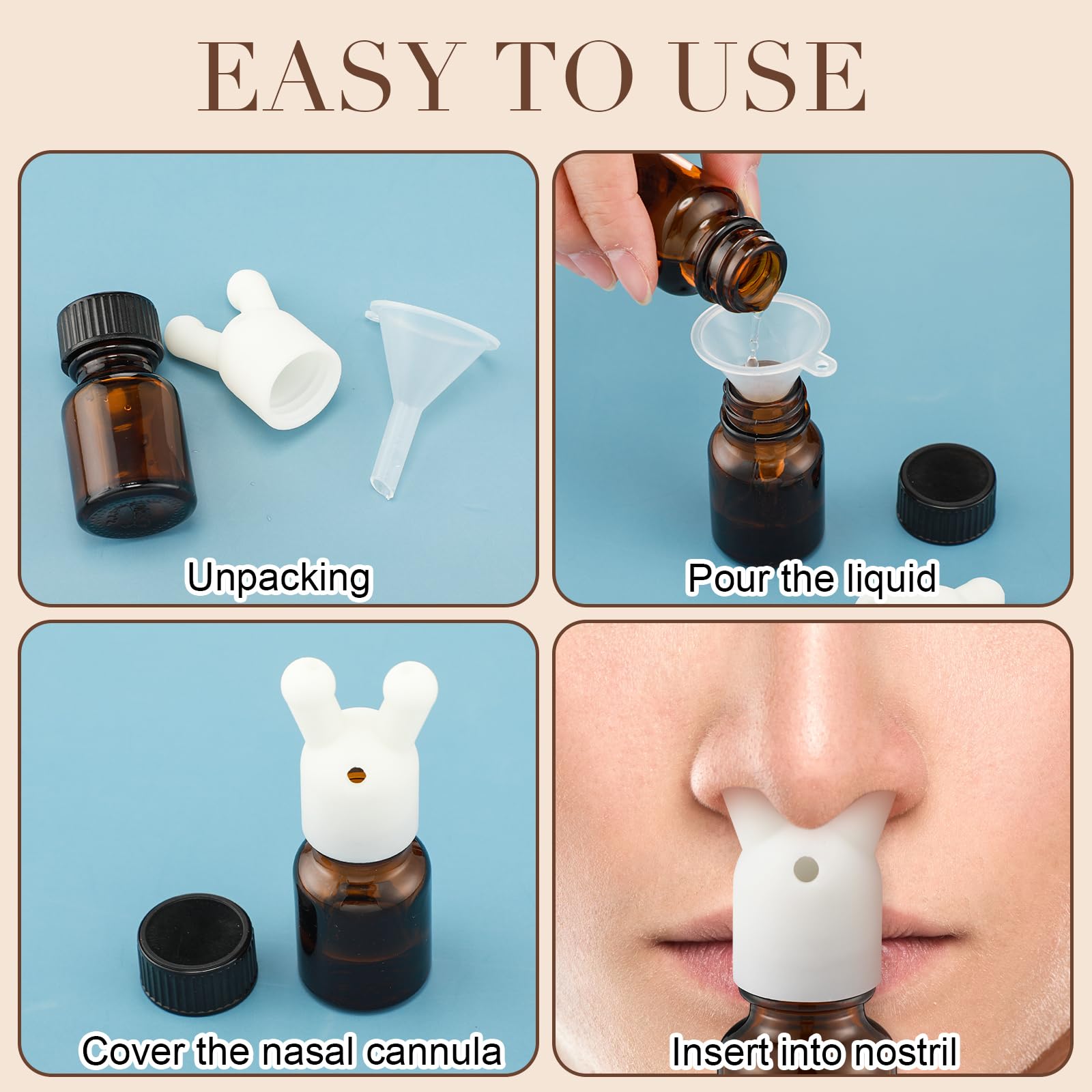 Chunful 2 Pcs Essential Oil Inhaler Leakproof Double Hole Aroma Nasal Inhaler Cap Mini Perfume Dispenser Bottle For Enhances Aro