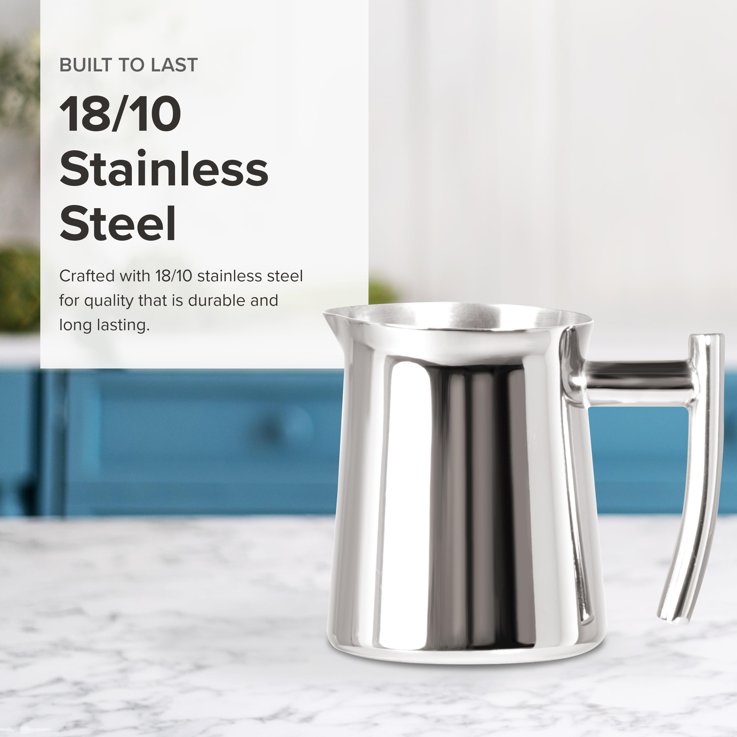 Frieling Usa 18/10 Stainless Steel Creamer/Frothing Pitcher - Stainless Pitcher - Metal Pitcher With Handle - Coffee Creamer Con
