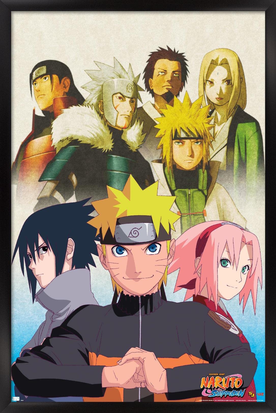 Trends International Naruto Shippuden - Key Art Wall Poster, 14.725'' X 22.375'', Black Framed Version