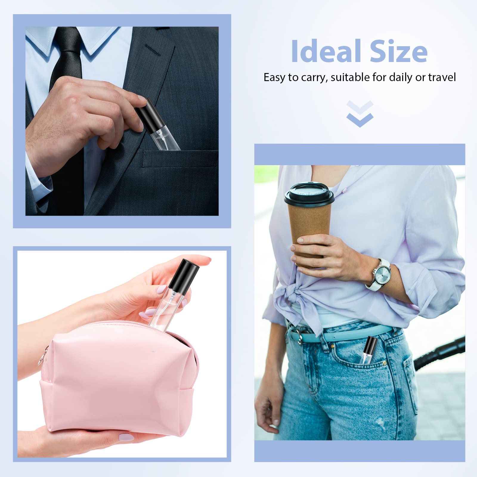 Yinder 25 Pcs Travel Perfume Atomizer Sprayer Refillable Empty Perfume Bottle For Perfume Mist Glass Spray Bottles Clear Portabl