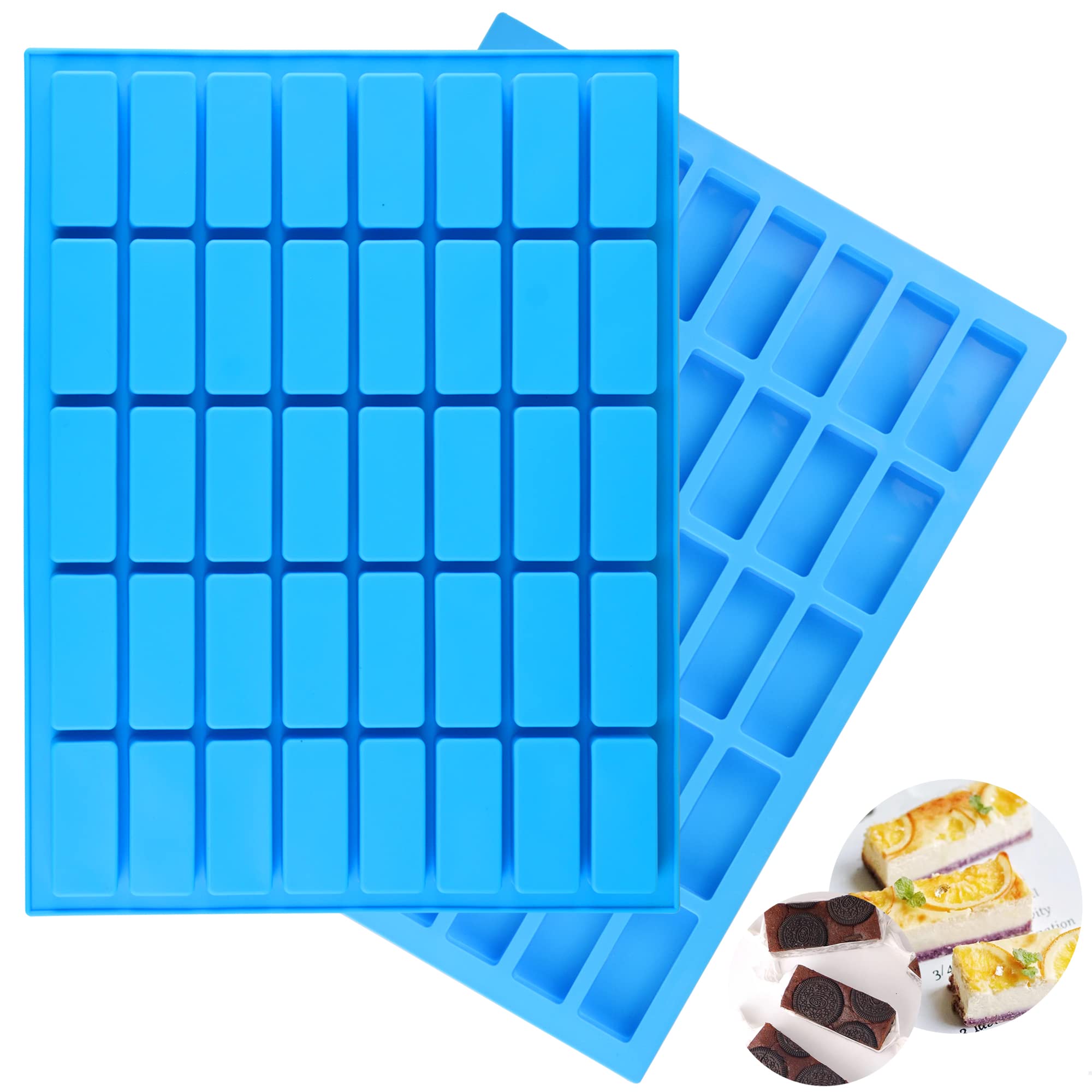 2 pack of 40 cavities narrow rectangular chocolate molds/silicone caramel molds/for fudge, truffles, nuts, caramel/ice cube tray