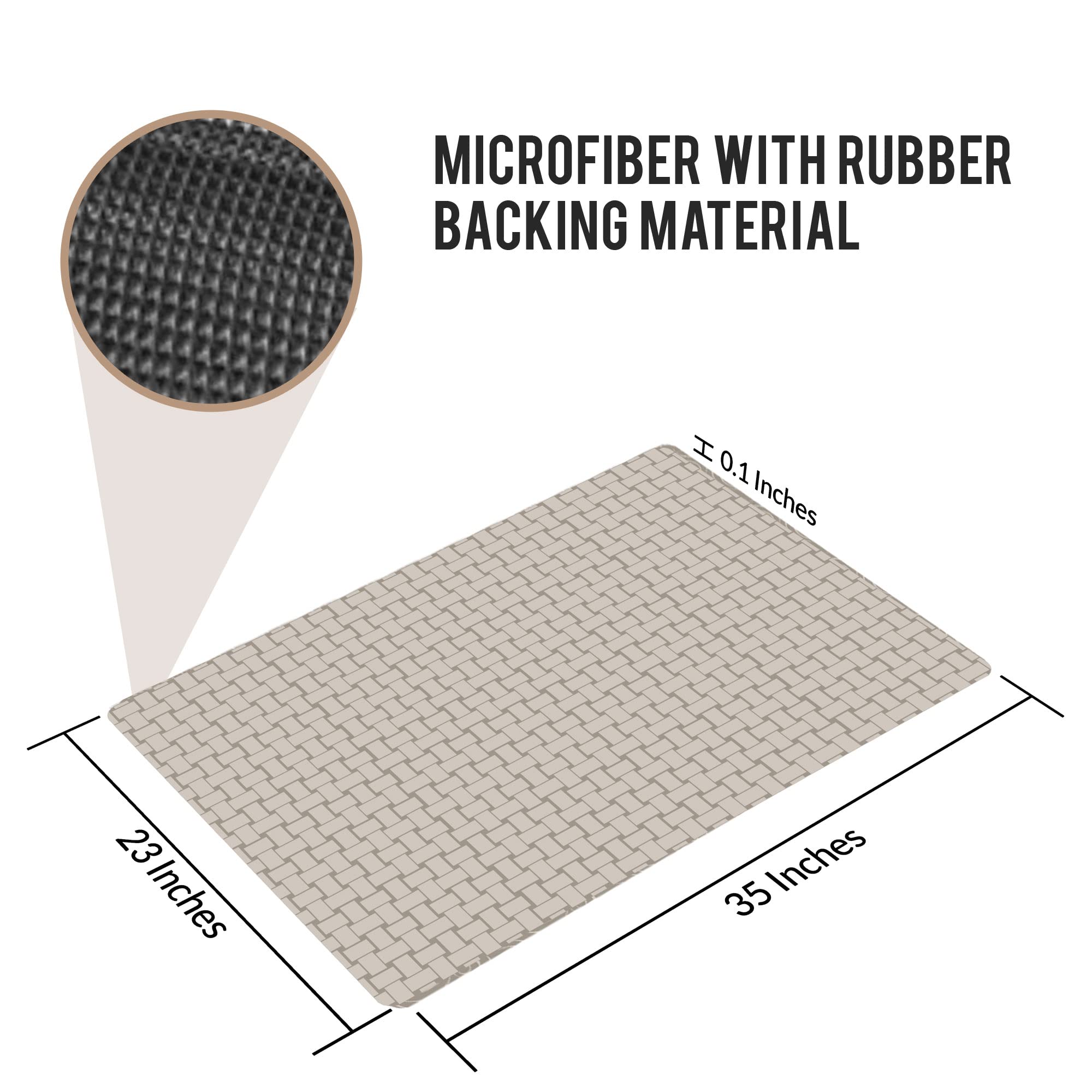 Shape28 Floor Mat Ultra-Thin Kitchen Bathroom Rug With Non Slip Rubber Backing 35 X 23 Inches Color Latte Design 5C