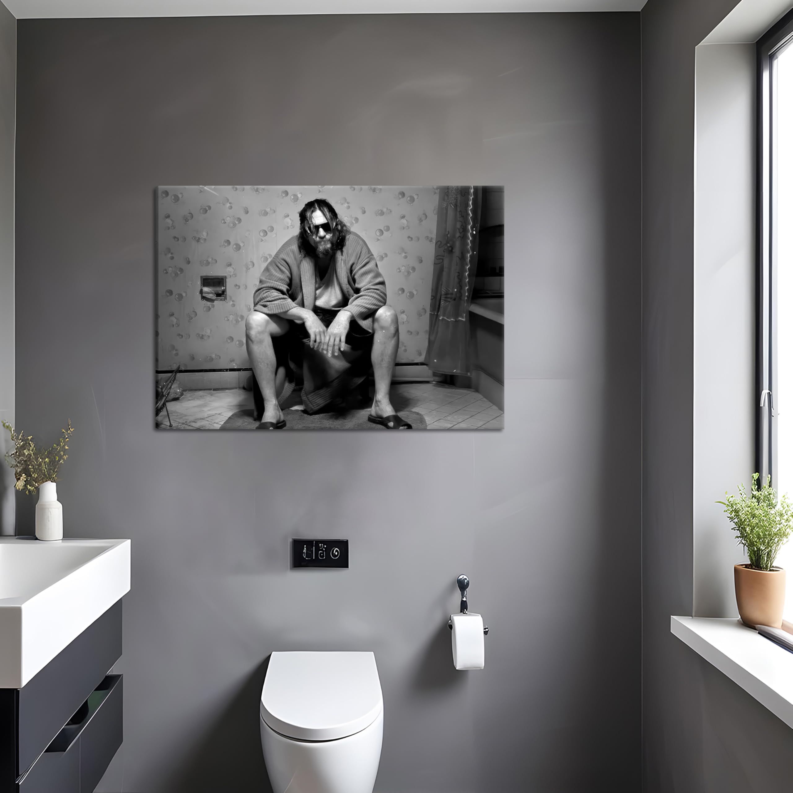 Funny Bathroom Wall Decor For Room Aesthetics - 90S Movie Posters Black And White Wall Art, Toilet Humour Amusing Bathroom Cool