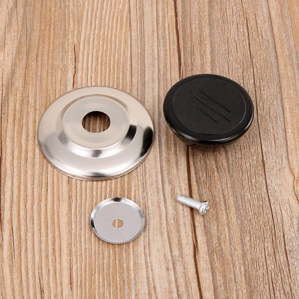 Lasenersm Universal Pot Lid Cover Knobs - 2 Sets, 2.7" Stainless Steel Base, Black and Silver