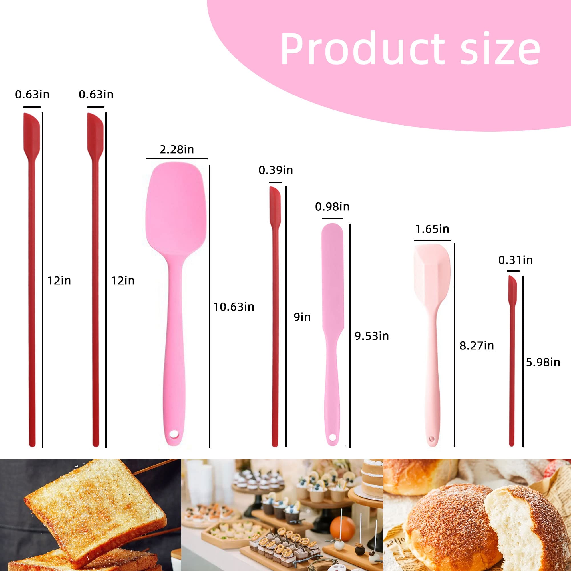 Mini Silicone Spatula Set 7Pcs Small Jar Spatula With Long Handle Makeup Spatula Tool Tiny Scraper For Kitchen And Cosmetic