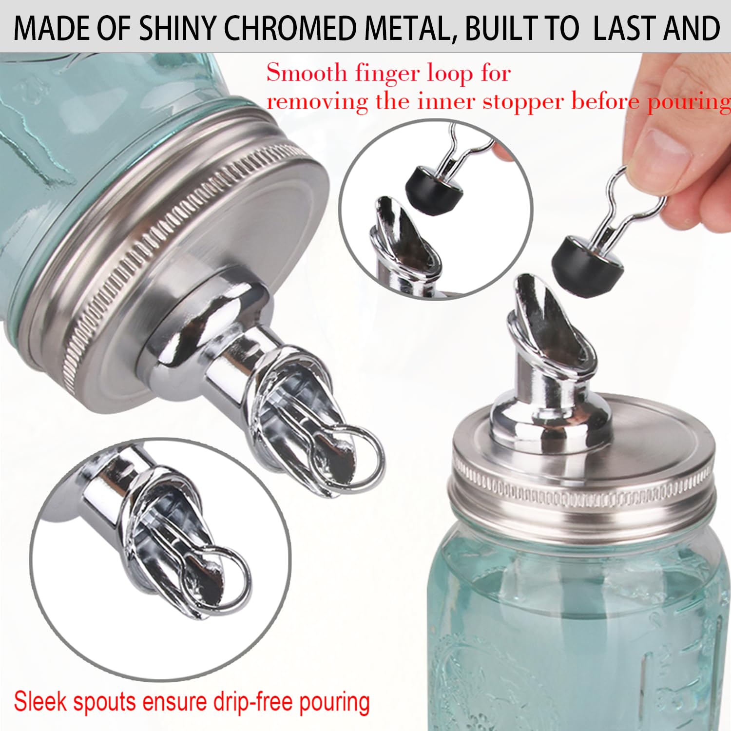 Mason Jar Spouts.Free Flow Mason Jar Spout,Mason Jar For Spout Regular Mouth Size 70Mmstainless Steel Lid, Mason Jar Pourer 2 Pa