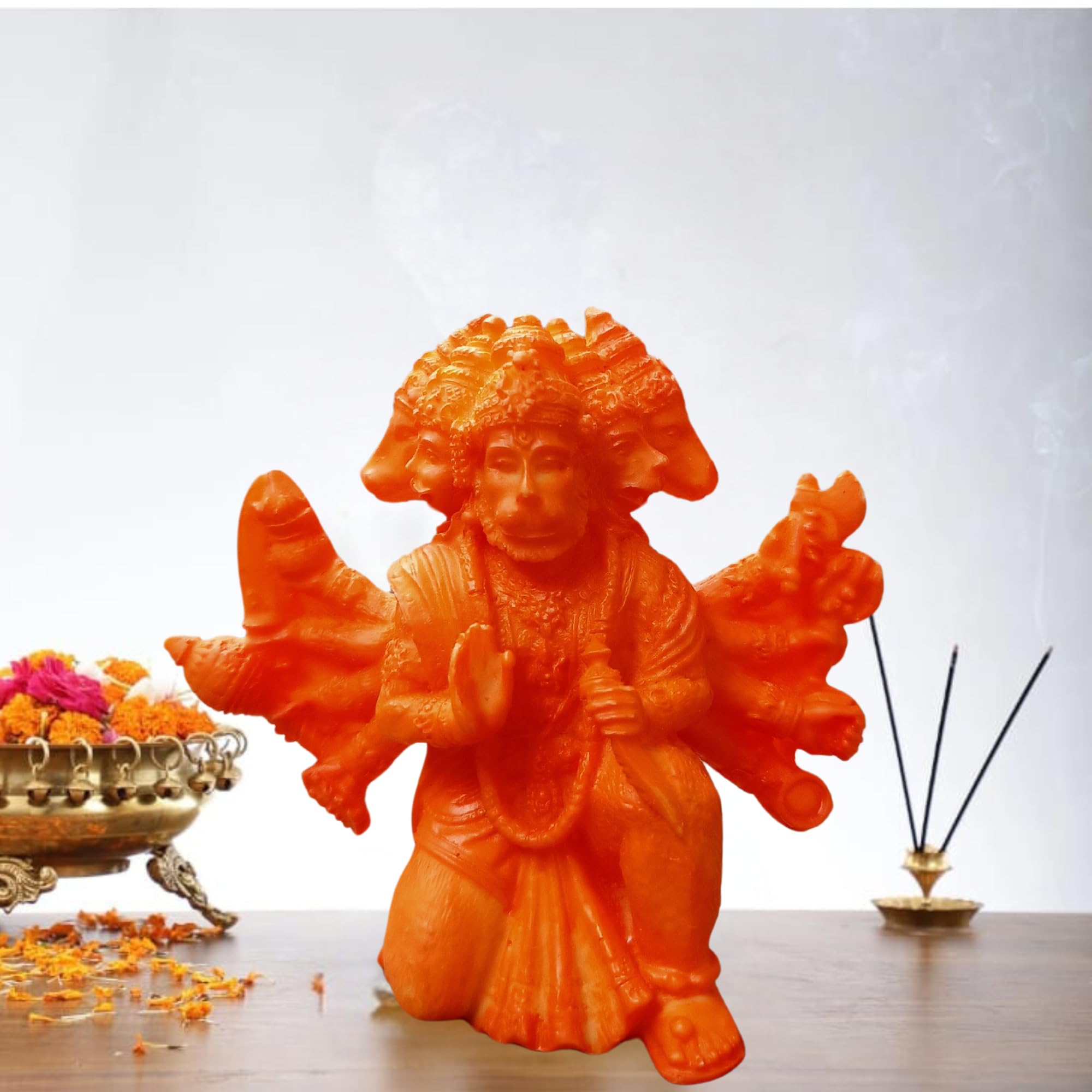 Niraj Art Handcrafted Hanumanji Idol Statue For Car Dashboard Dcor Fengsui Murti(Saffron)