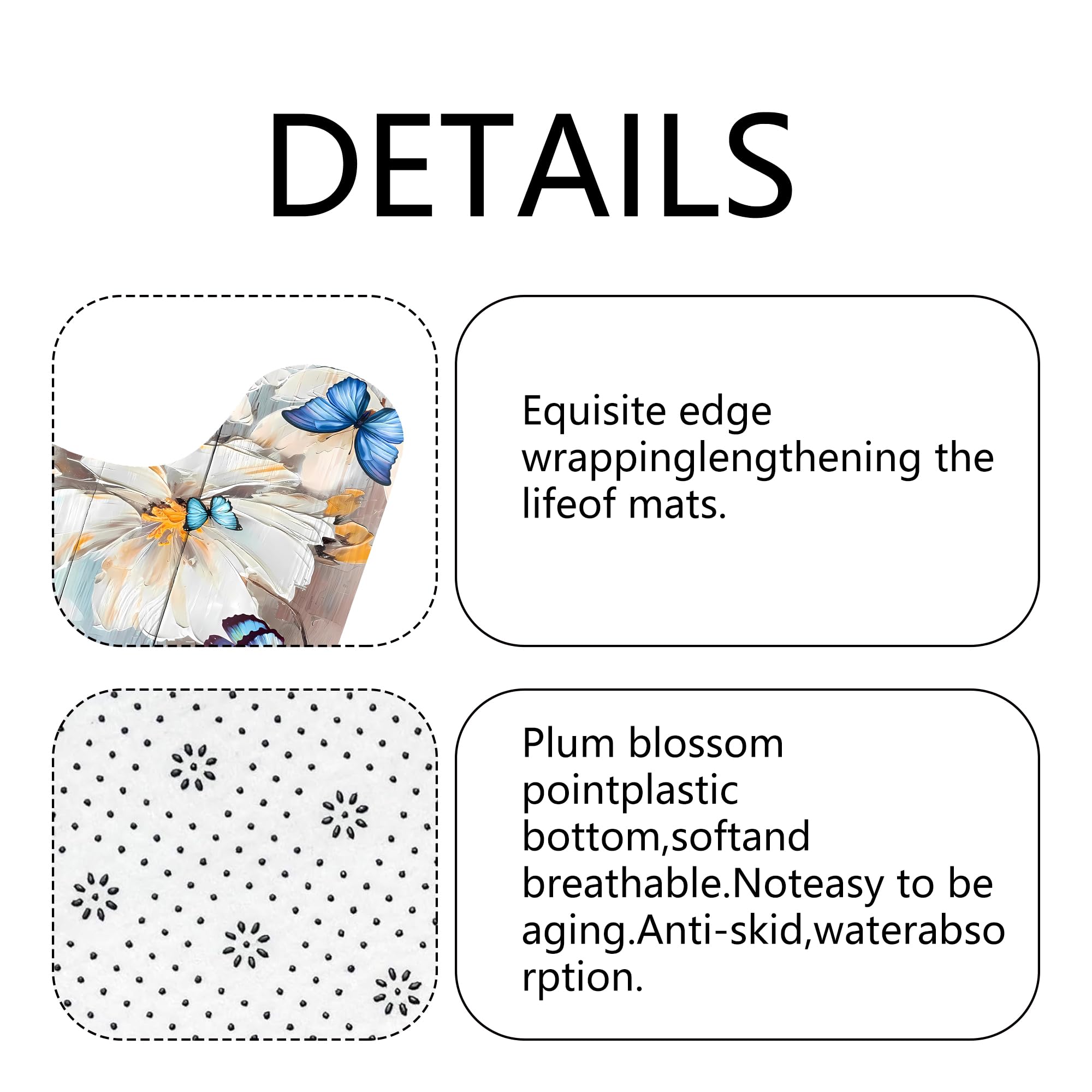 Pretyw 4 Pcs Romantic Blue Butterfly Shower Curtain Set White Flowers Bathroom Sets Modern Home Bathroom Decor With Rugs And Toi